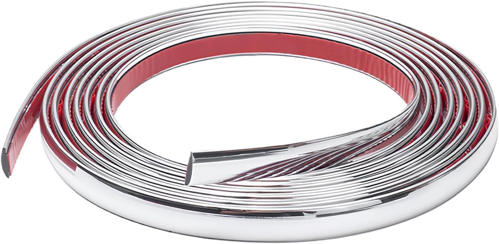 Chrome Trim, 6Mm &times; 3M Silver Flexible Molding Self Adhesive Automotive Tape - Peel and Stick Metallic Mirror Frame Edging Decorative Strip for Wall, Door, Furniture, Car image number 1