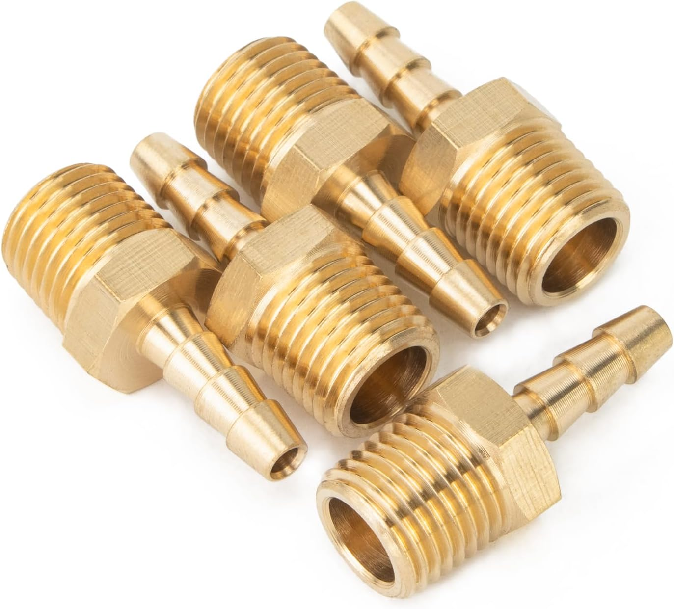LTWFITTING Brass 1/4-Inch Male BSPT X 5Mm Hose Barb Coupler Adapter Fitting for Vehicle Fuel System, HVAC System (Pack of 5) image number 1
