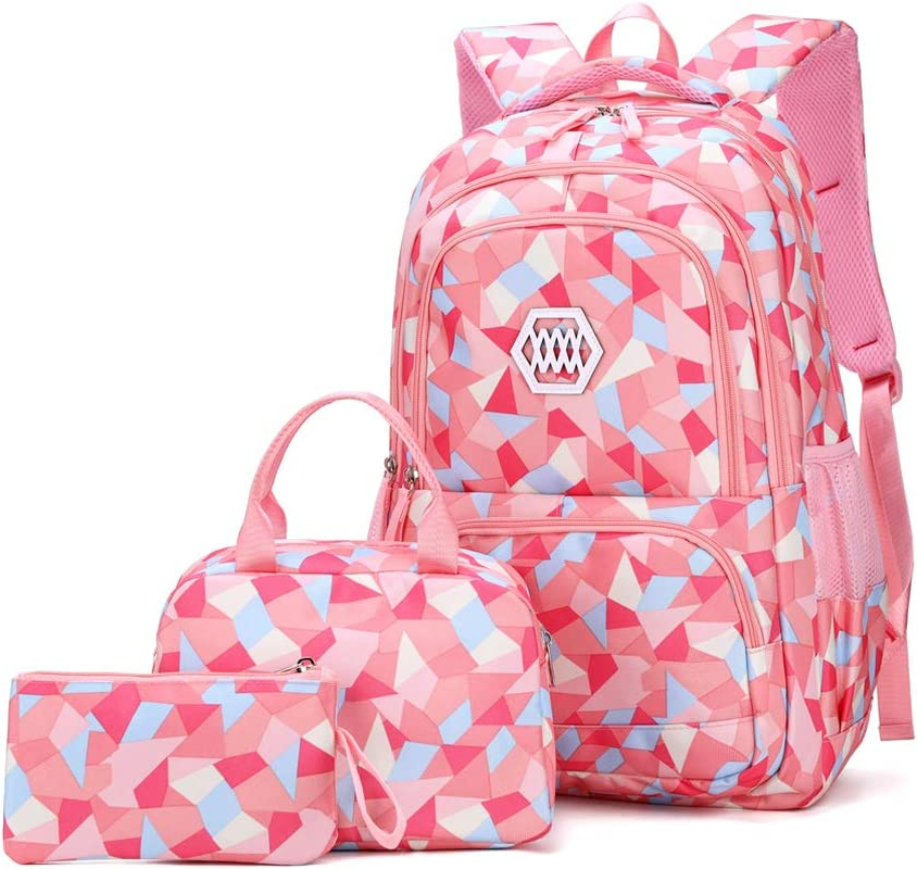 Geometric Print Girls Boys Backpacks for Kids Primary School Bags
