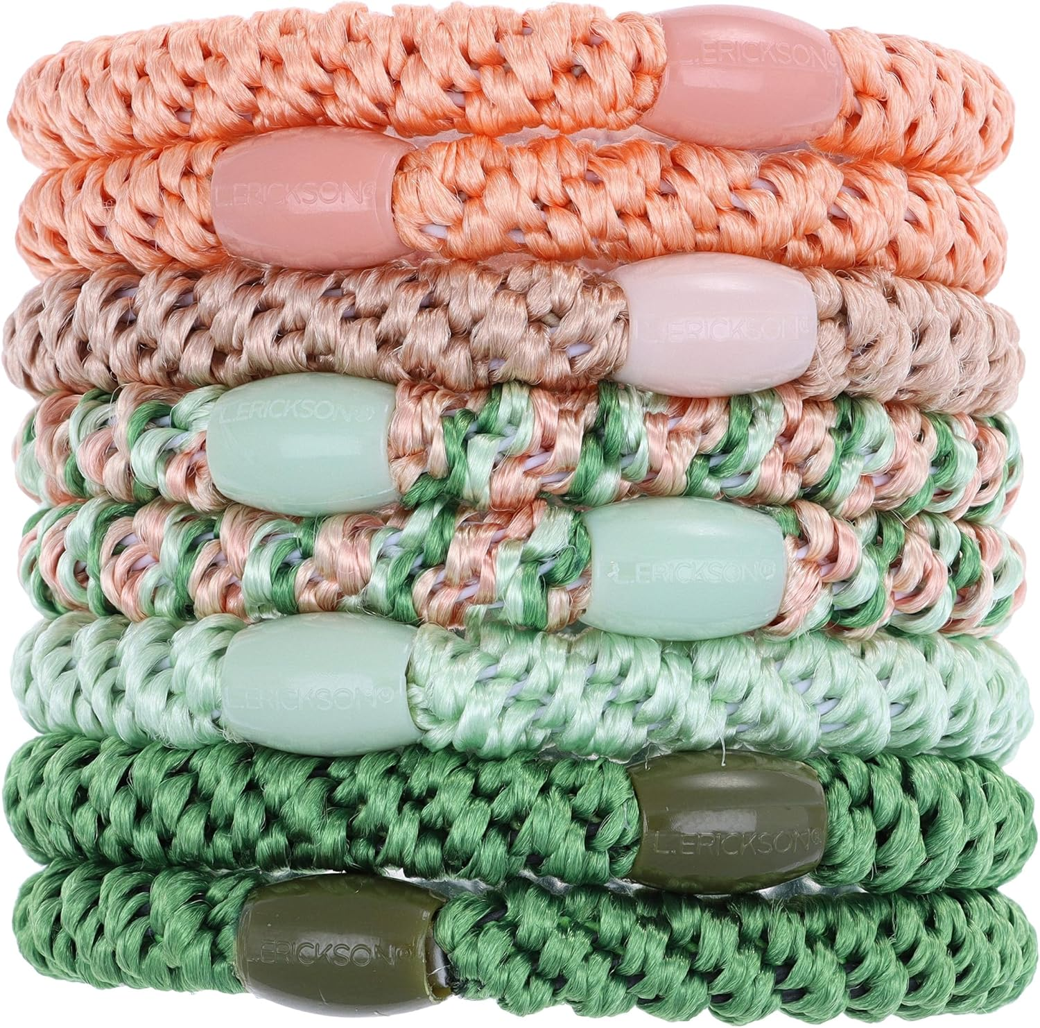 Beige and Brown Hair Ties for Thick Hair, Grab & Go Ponytail Holders, 8 Pack, Oatmeal, Thick No-Crease Bands with Strong Hold, Damage-Free Design, Warm Neutral Blend | L. Erickson