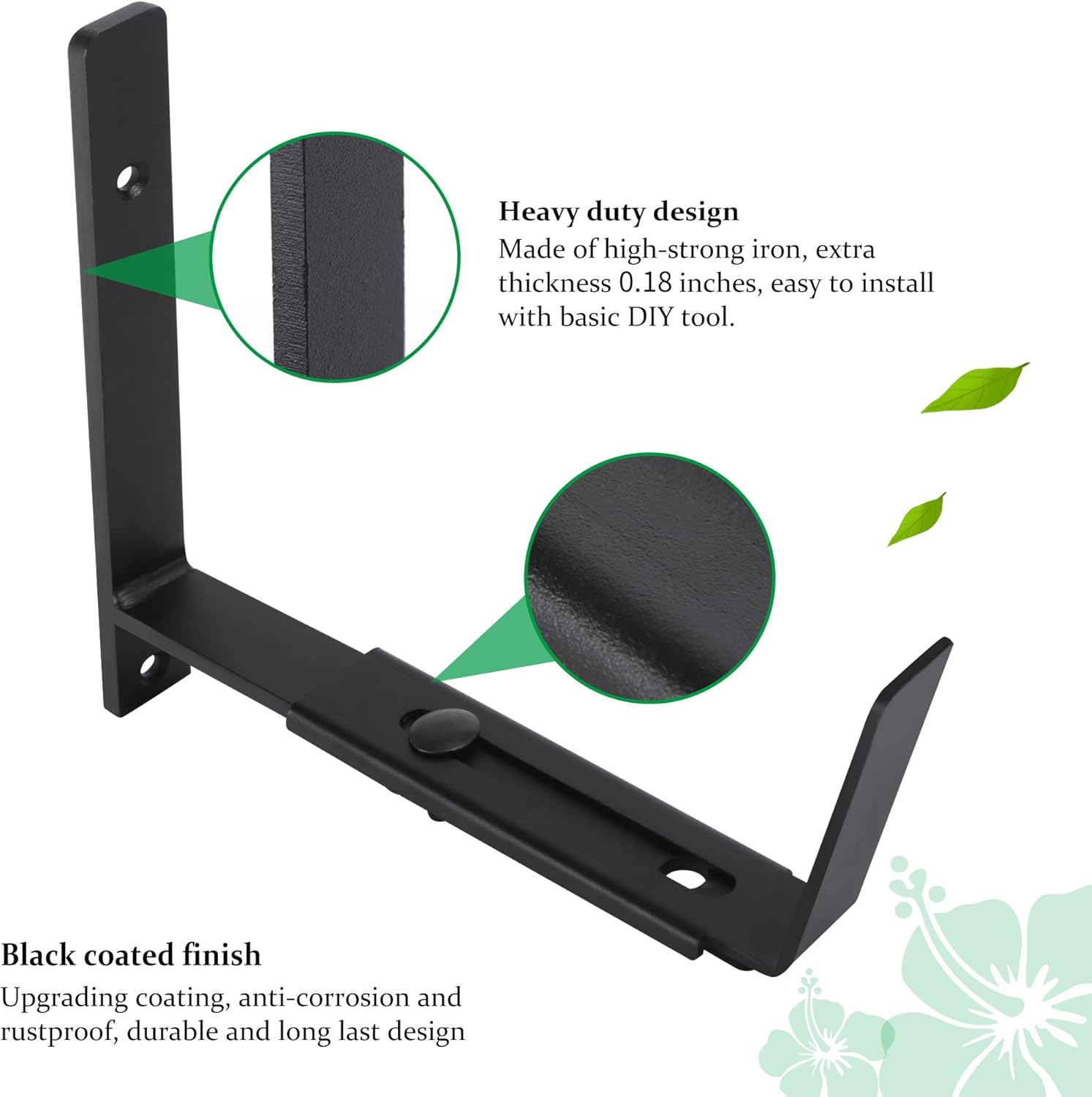 Maotong Adjustable Window Planter Box Brackets 4 Pack, Heavy Duty Wall Mount Flower Box Holder for Planter Box Depth (Front to Back) 6 to 12 Inches, Black image number 6