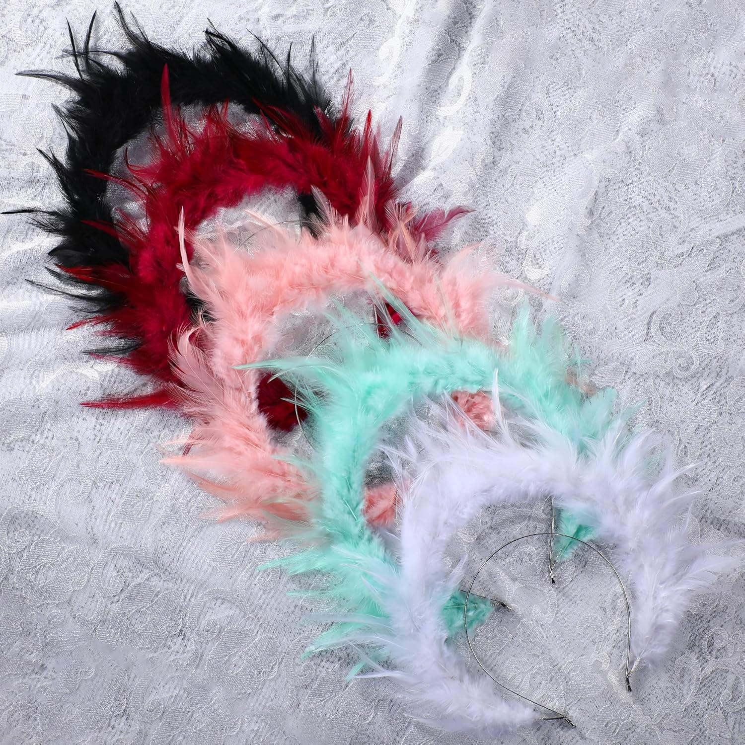Partyforu White Feather Halo Headband - Goddess Angel Crown for Women Wedding Cosplay Accessories image number 6