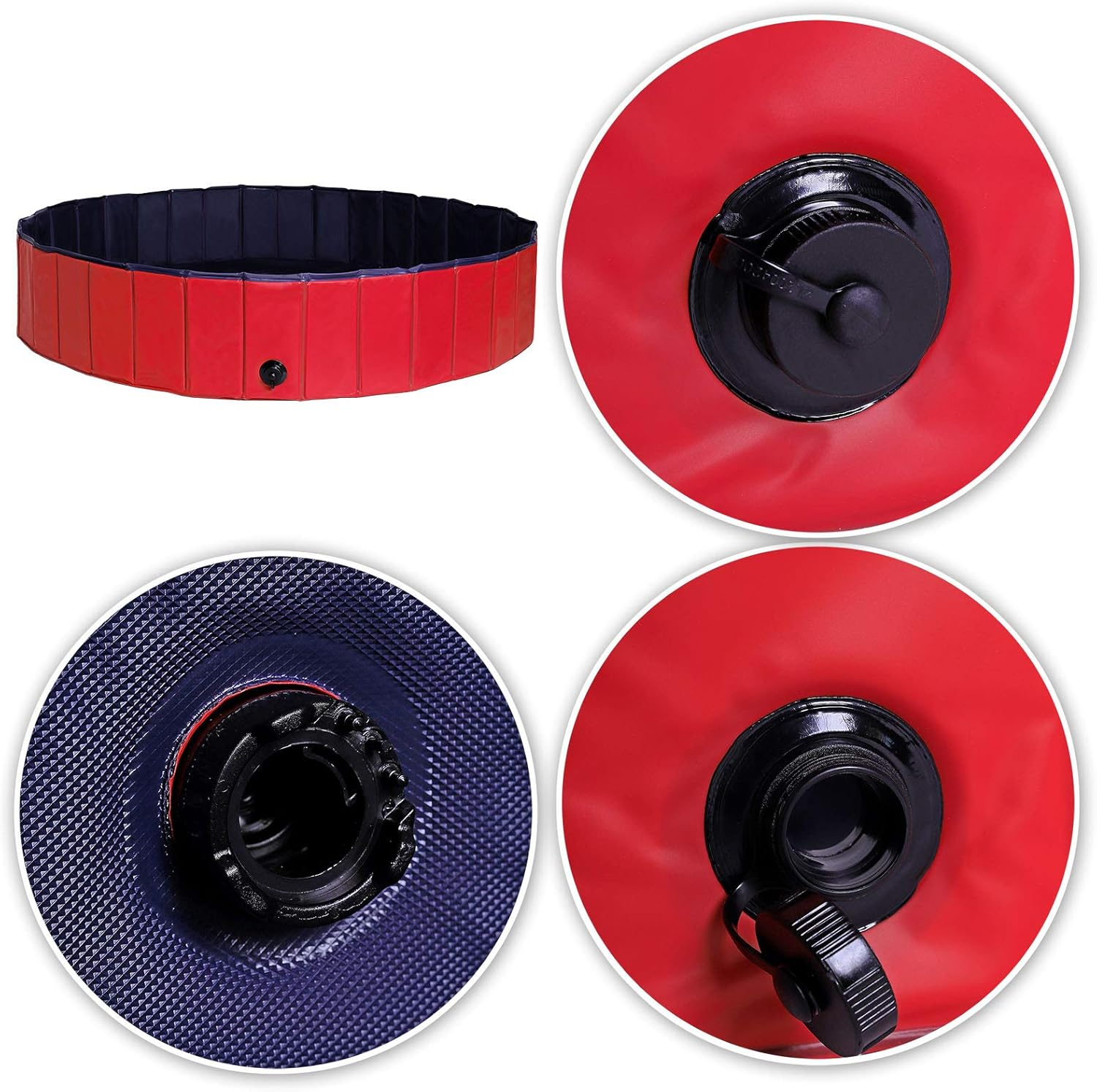 Dibea Foldable PVC Dog Swimming Pool for Dogs, Dog Bath, Water Pool for Dogs, Blue/Red image number 2