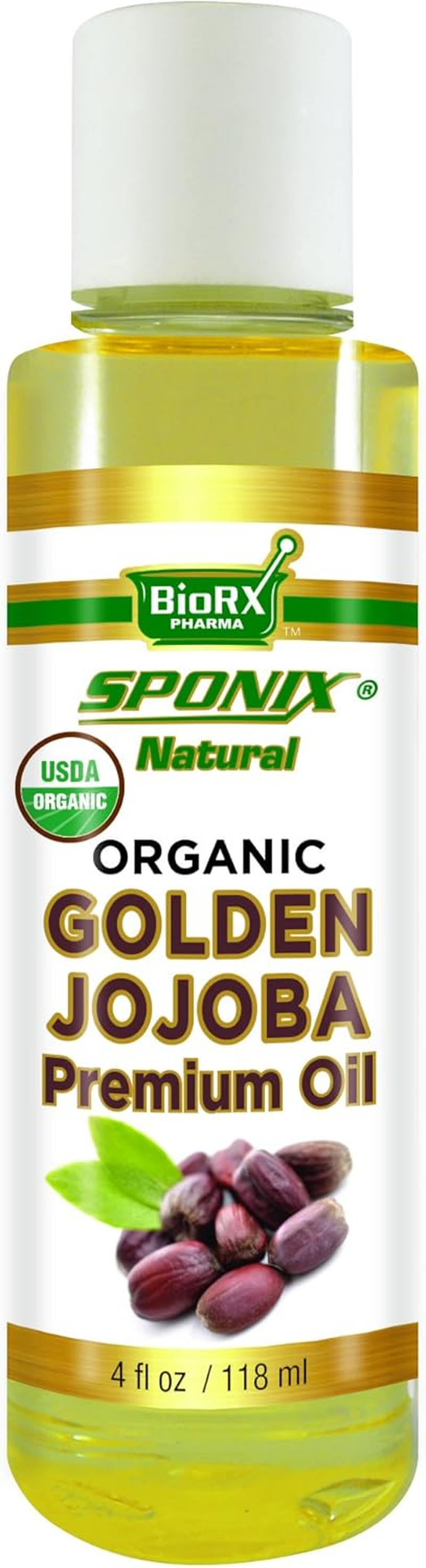 Best Jojoba Oil - Top 100% Pure Jojoba Oil for Skincare and Haircare - Premium Grade USDA Organic - 4 Oz by Sponix