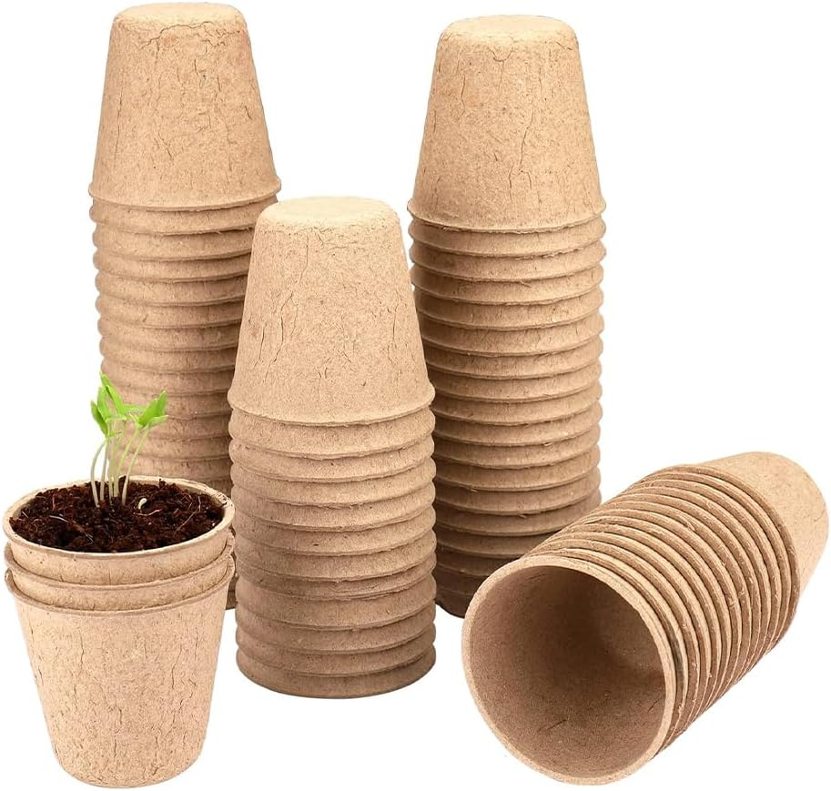 100 Pcs 8CM Seed Starter Pots, Organic Planting Peat Pots for Garden Seedling, Eco-Friendly and Biodegradable Seedling Pots for Seed Germination image number 2
