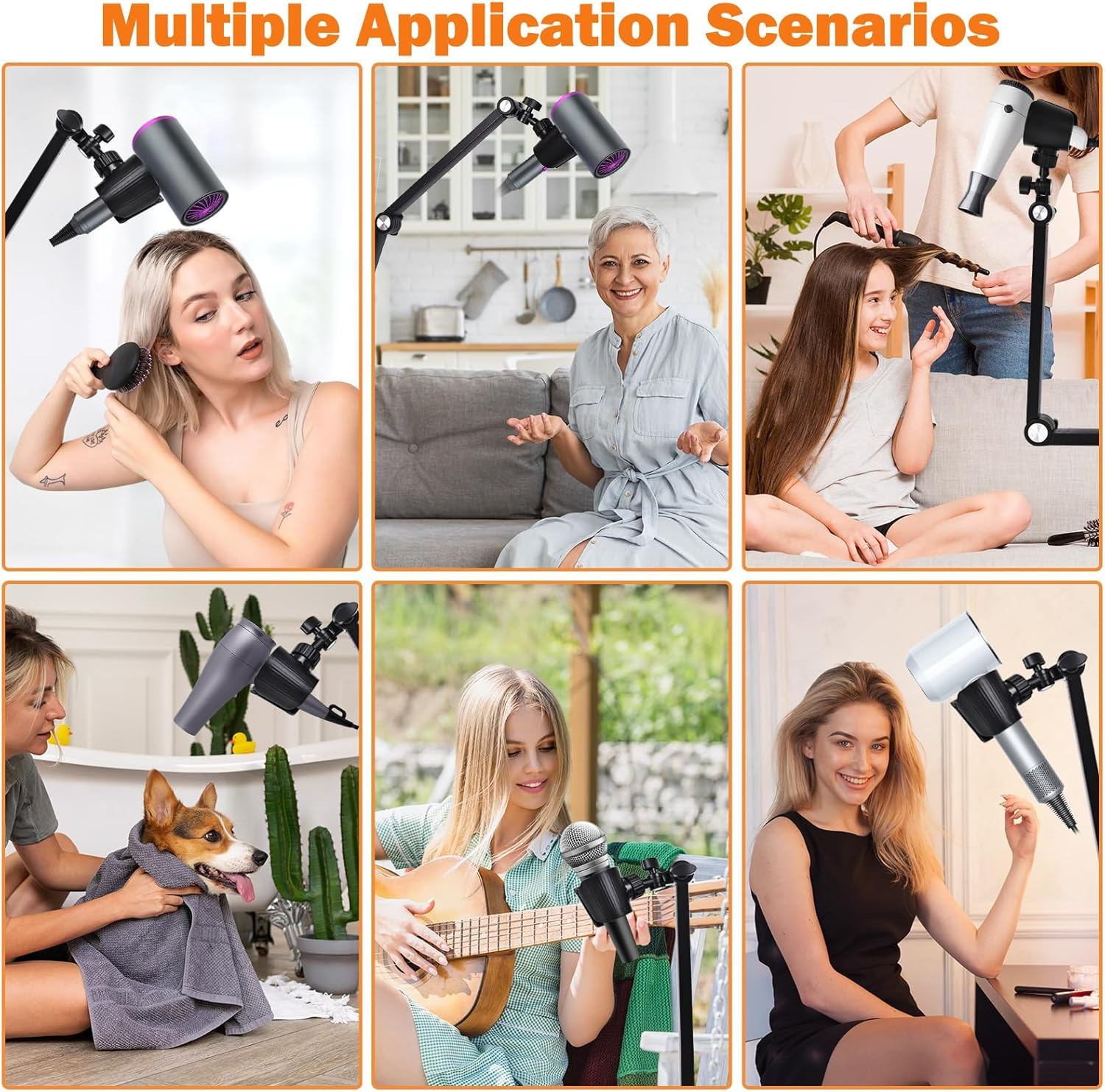 Hair Dryer Clamp Stand - Multi Angle Adjustable Stand, Multifunctional Stand, Carbon Alloy Arm, Plastic Base Mount, Allow You to Dry Hair Hand Freely image number 4