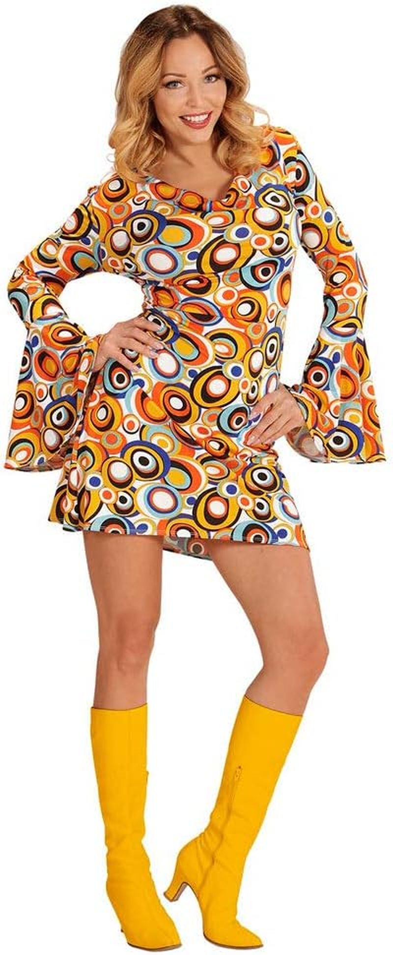 Widmann 08890 Adults Costume 70S Retro Dress Ladies Colourful XXL image number 4