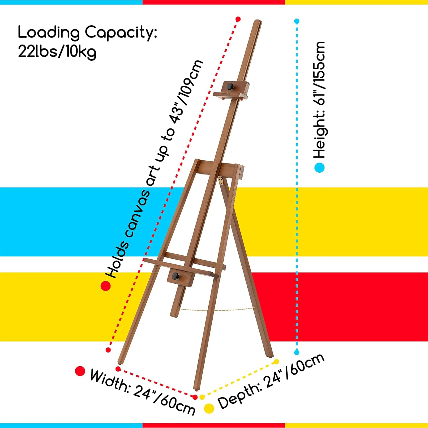 MEEDEN Painting Easel: a Frame Solid Beech Wooden Easel - Artist Easel Stand for Painting Holds Canvas up to 43" - Walnut