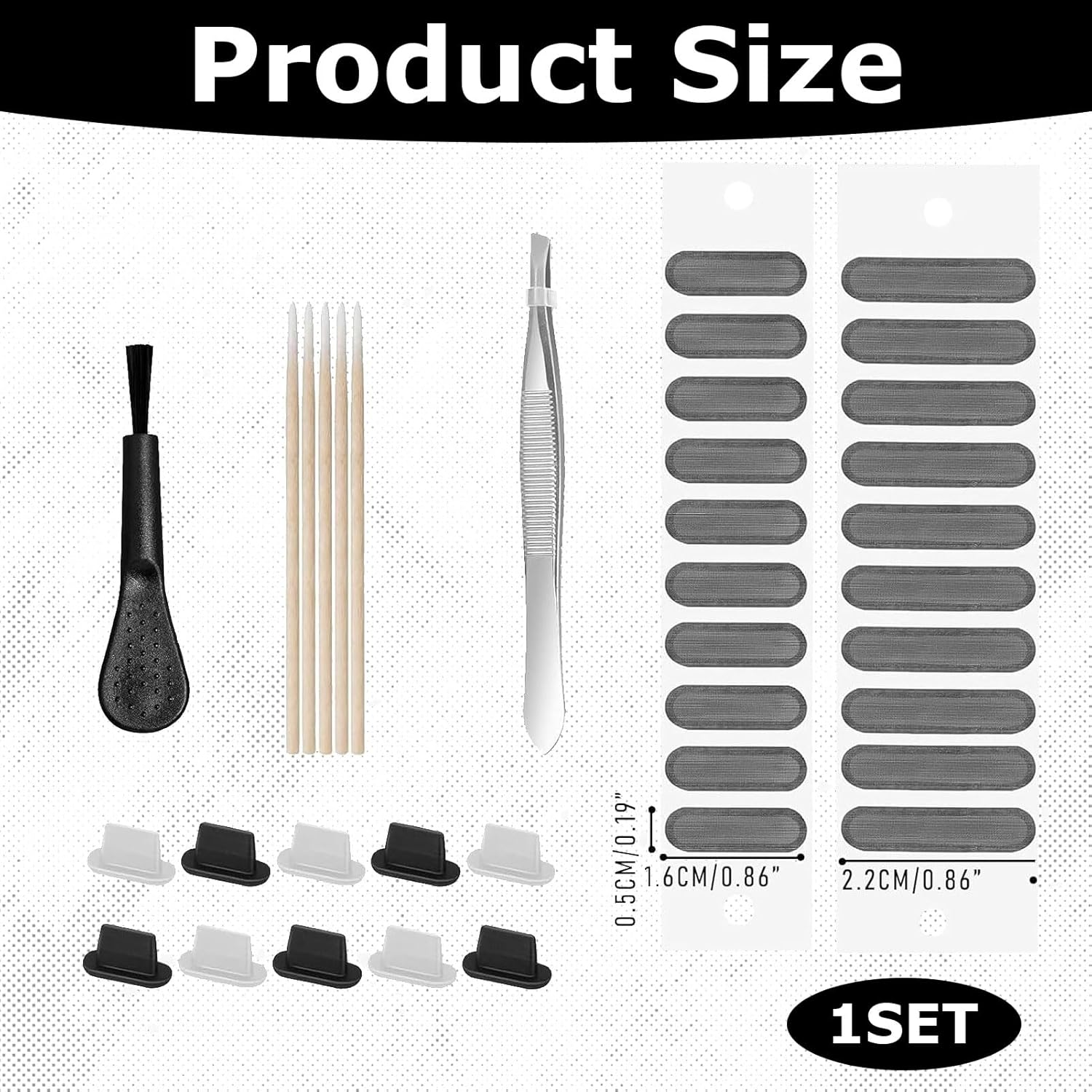 ZFRITP 37 Piece Phone Dust Kit, Mobile Phone Charging Socket Protection, Mesh Sticker for Phone Speaker, Phone Speaker Cleaning Tool image number 2
