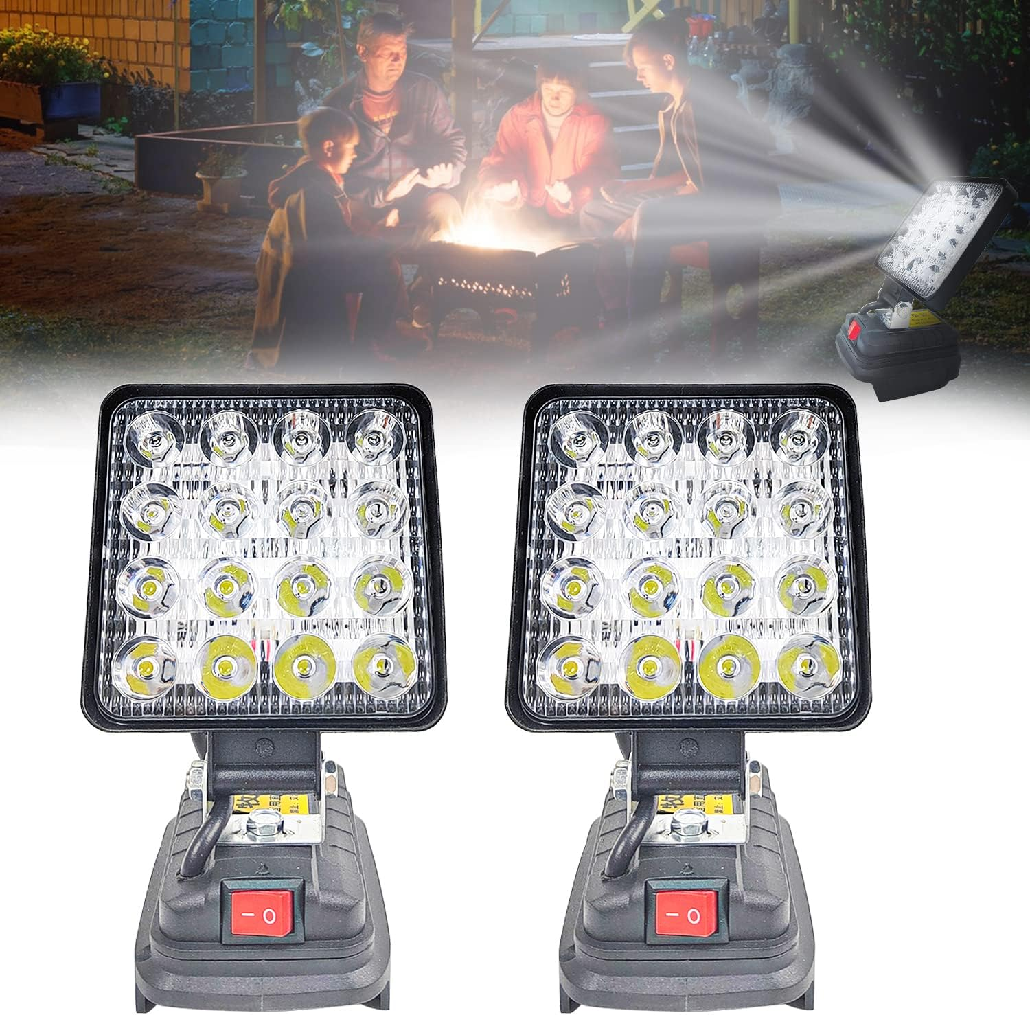 Battery Lamp for Makita 18 V, 27 W LED Work Light, Battery, Multifunctional LED Spotlight Battery, Portable Construction Site Lamp, Torch for Makita 18 V Lithium Ion Battery image number 6