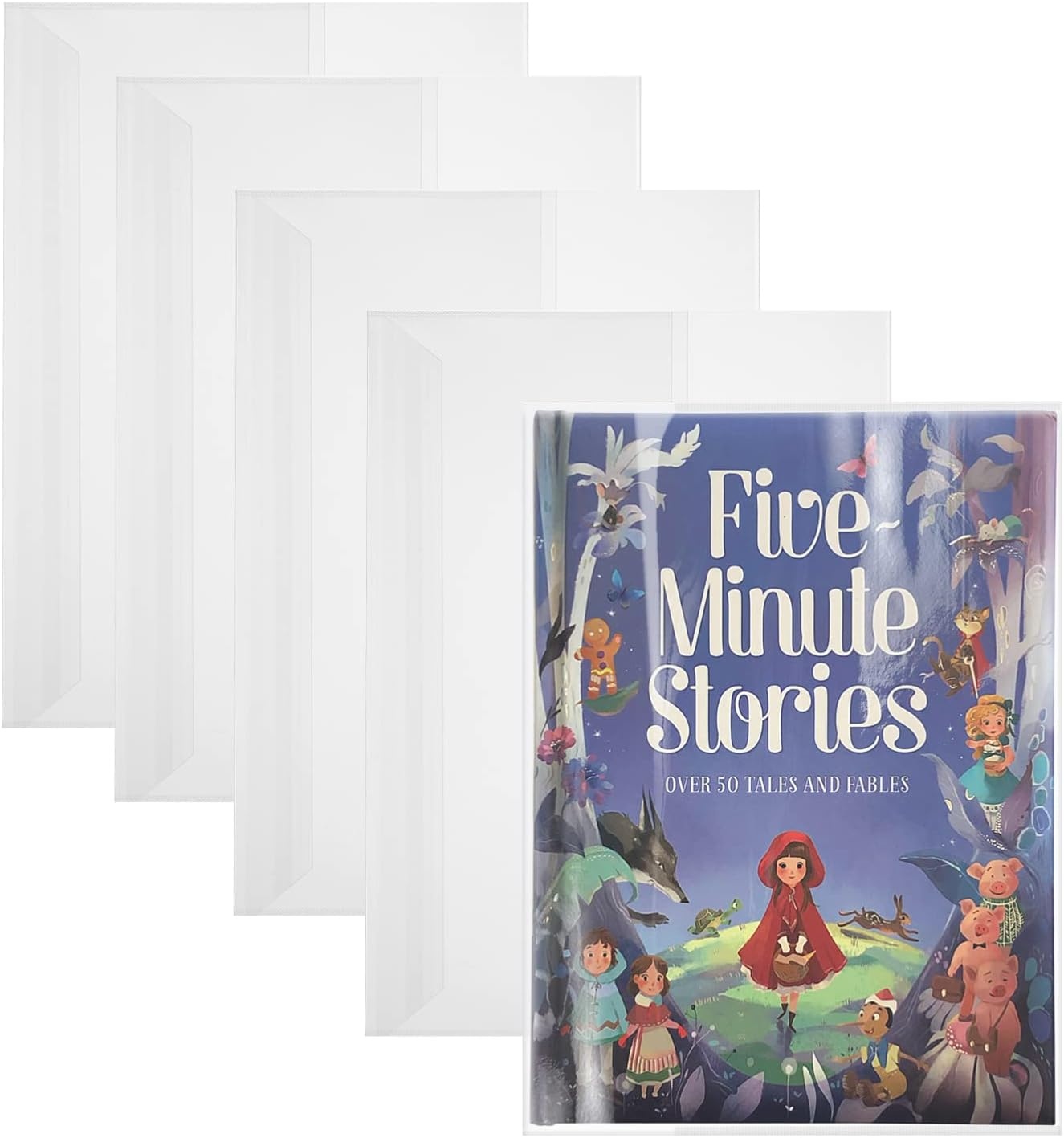 Toddmomy 5Pcs Transparent Book Covers,Plastic Clear Book Sleeve Clear Slip on Book Cover