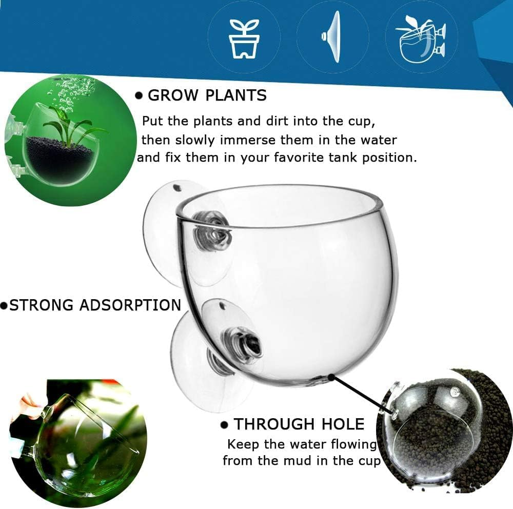 8 Pcs Plant Pot Aquarium Decor, Aquatic Cup, Magnifying Glass Shelf, Crystal Planter Holder image number 4