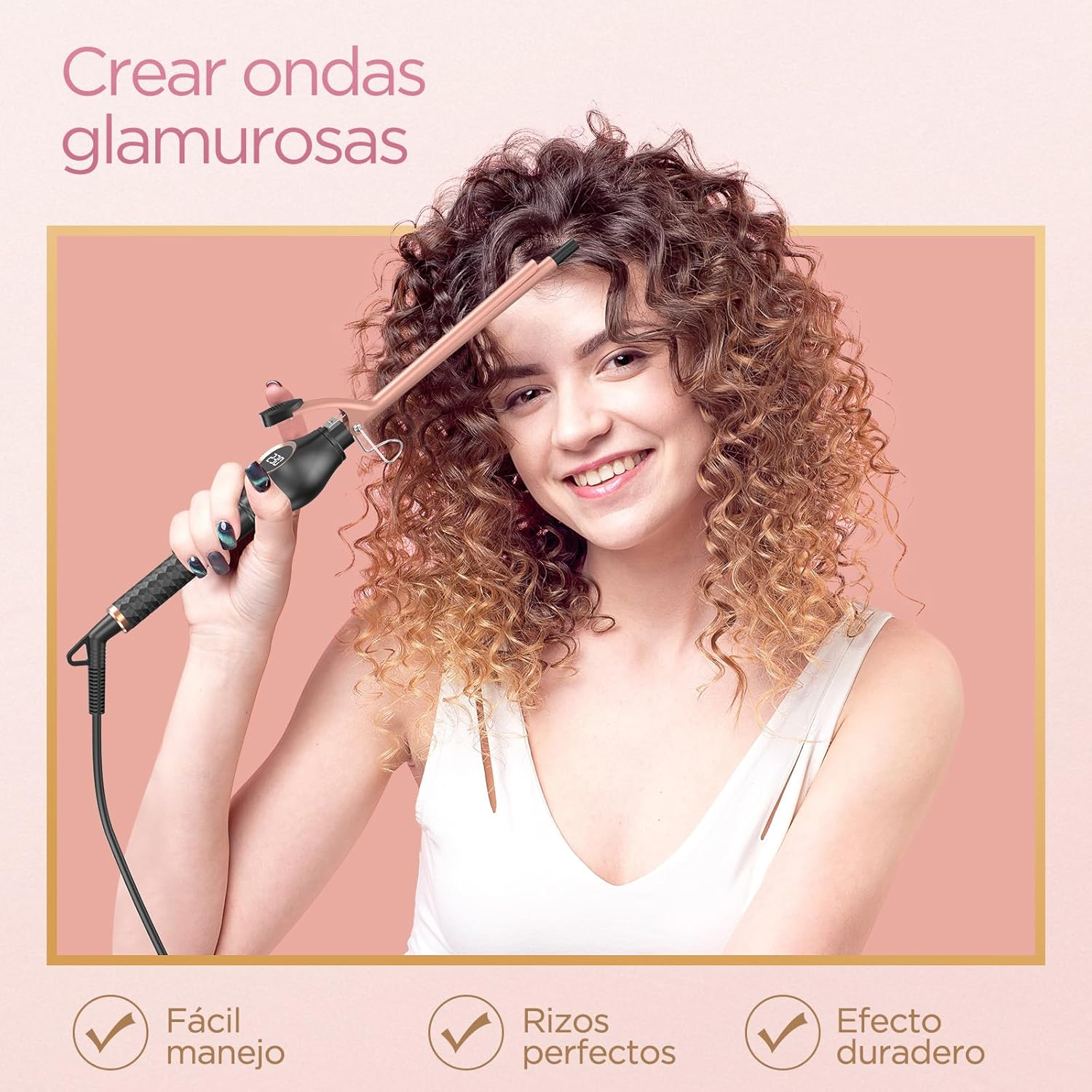 BESTOPE PRO Curling Iron 9 Mm for Small Curls - Multi-Temperature, Extension Design Hair Curler, Fast Heating, Large LCD Display, with Clamp and Glove image number 3