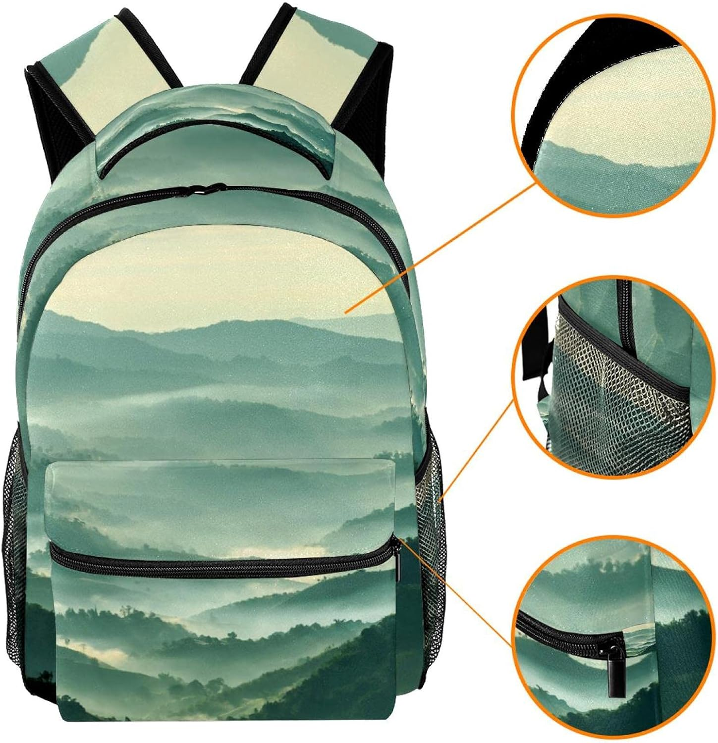 Mountain Layer in Morning Sun Ray and Winter Fog Backpack Students Shoulder Bags Travel Bag College School Tote Backpacks image number 3