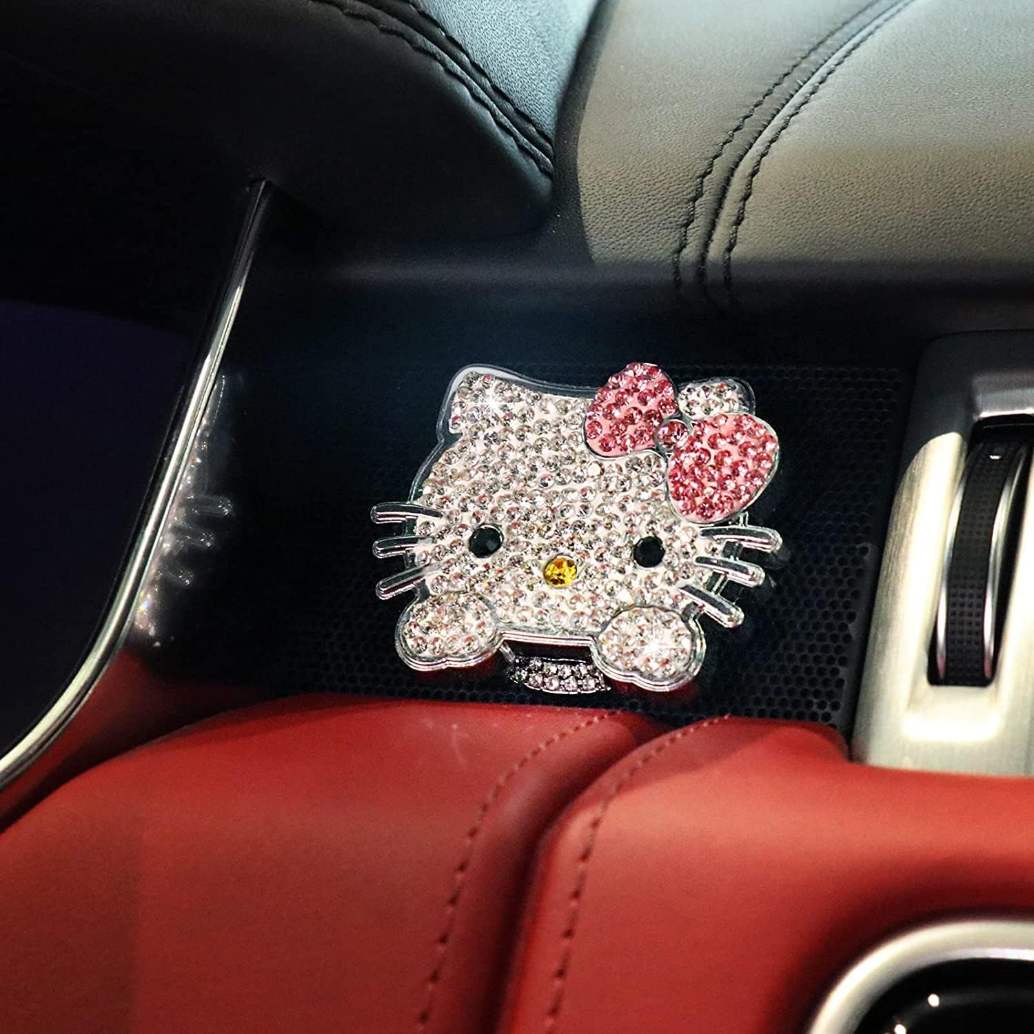 Bling Car Push to Start Button Cover Accessories, Cute Car Accessories for Women, Crystal Rhinestone Car Engine Start Stop Button Cover, Pink Car Decal for Women, Girly Car Decoration Interior Sticker image number 1