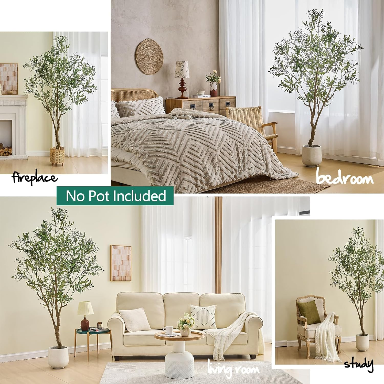 MYELLU 7FT Olive Tree Artificial Plant Decor - Tall Fake Tree for Home Decor Faux Plant Indoor 2000 Leaves Artificial Olive Tree for Living Room Bedroom Office Live Streams Decorative Modern Greenery image number 2