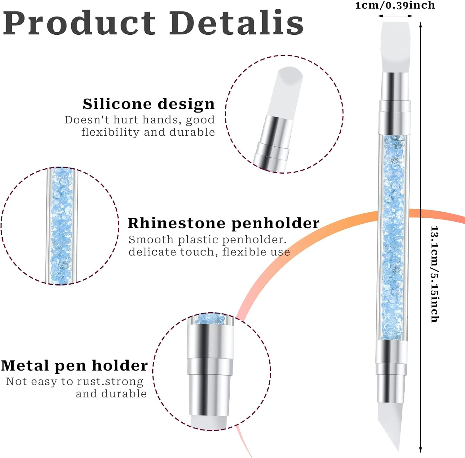 Sliverdew 5Pcs Nail Art Sculpture Pen Dual Tipped Silicone Nail Tools Nail Art Acrylic Pen Silicone Brushes for Resin Nail Art Tools for Design Nail Foil Carving Drawing Effect Shaping Drawing image number 4