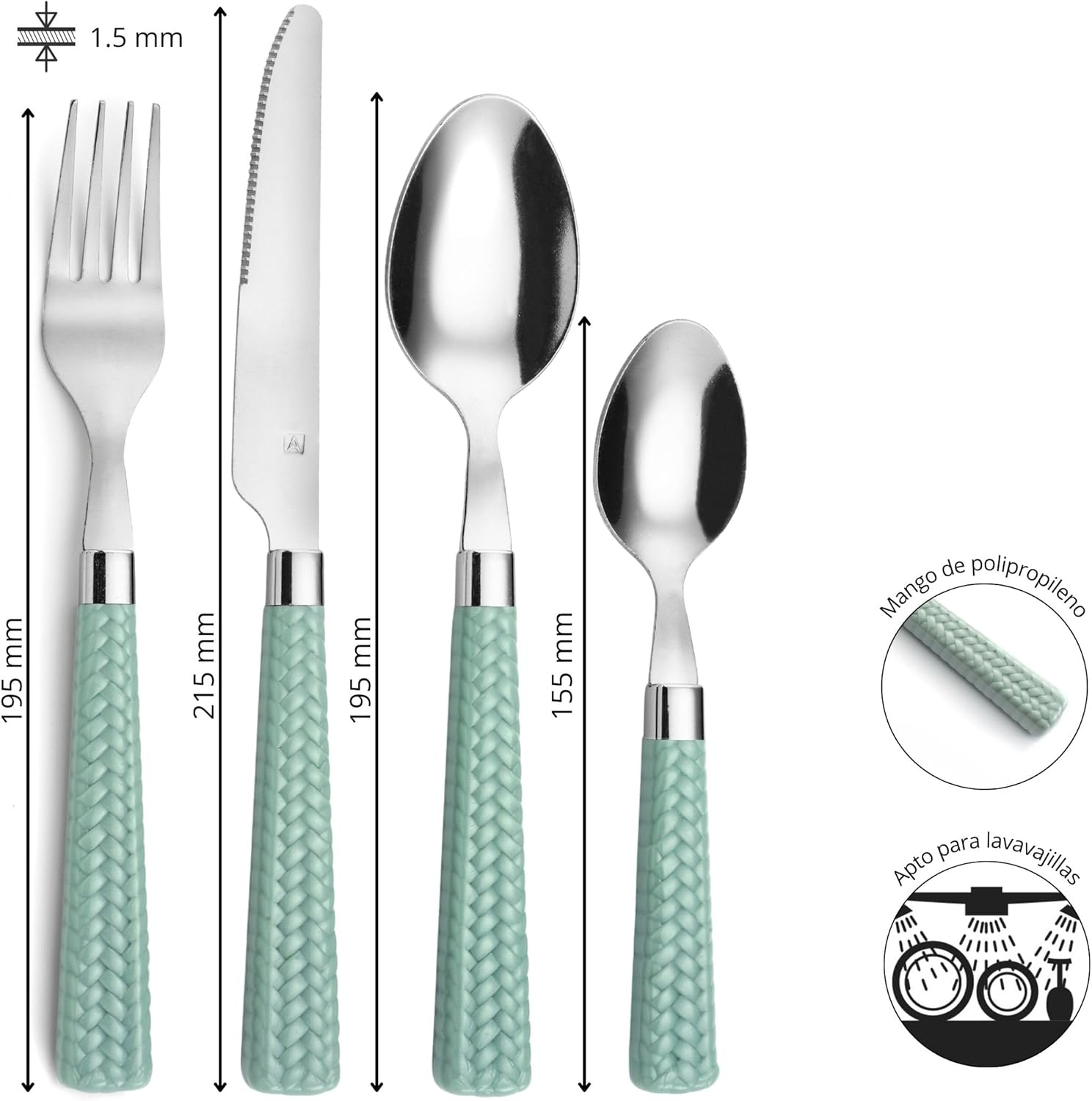 Amefa Paille 2260PGT000C40 Cutlery Set Stainless Steel Pastel Green image number 5