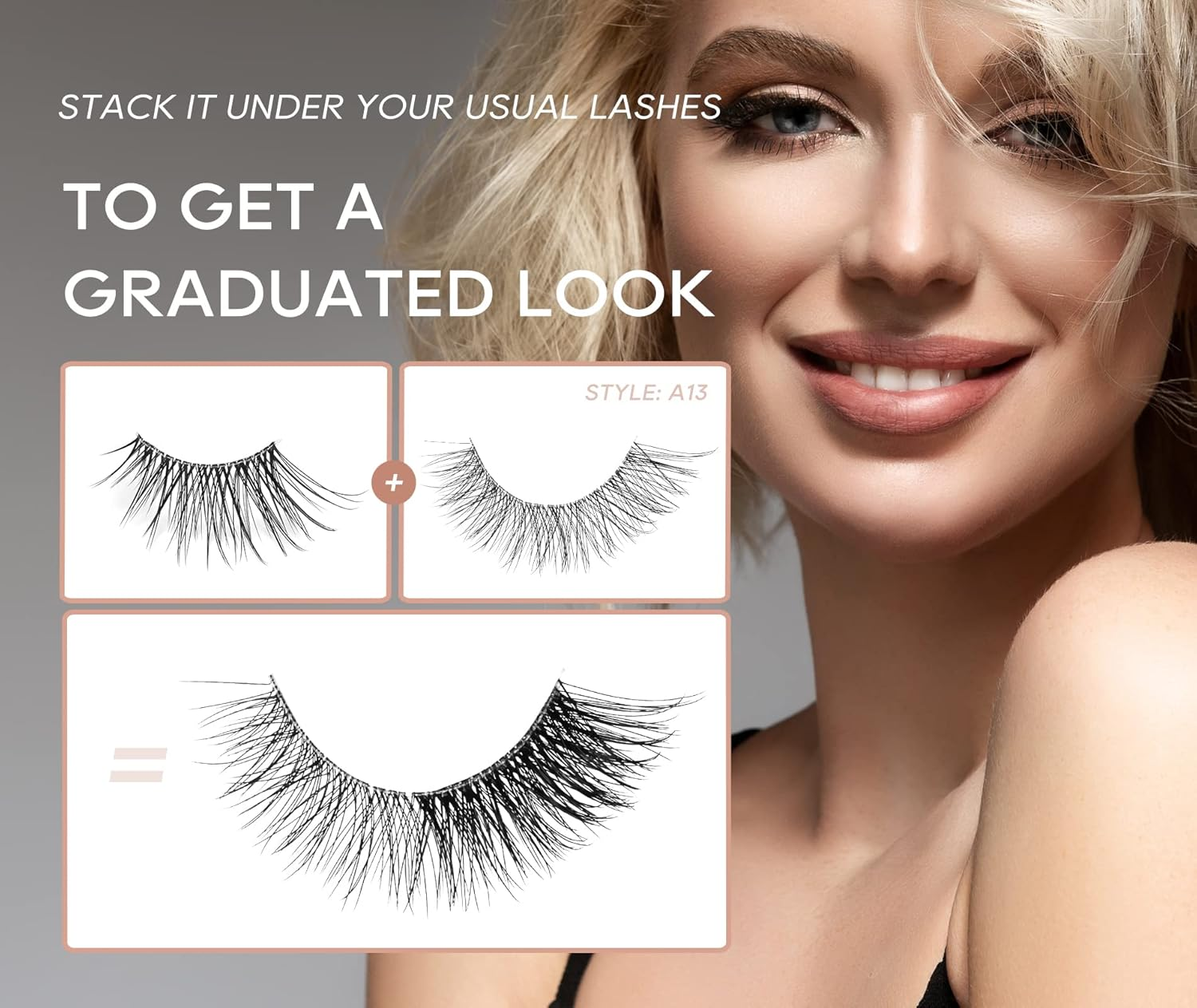 Onlyall Half Lashes False Eyelashes Natural Look Wispy Lash Natural Half Eyelash Clear Band Lashes Pack 3D Faux Mink Lashes 7 Pairs C02