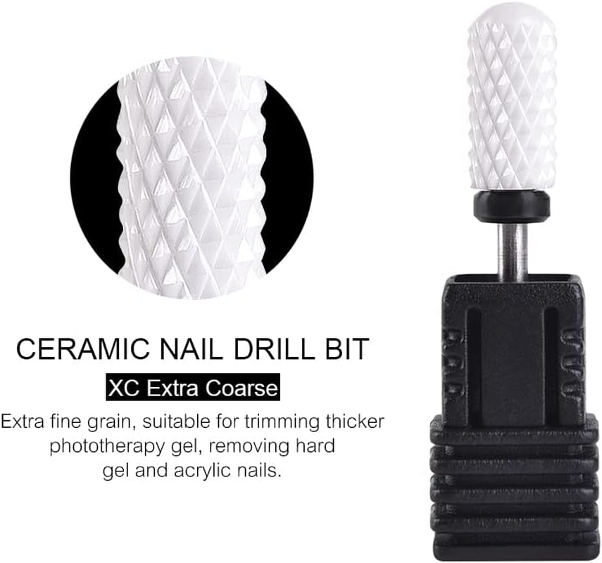 KADS 5 Sizes of Ceramic Nail Drill Bit Cuspidal Nail Drill Bit Polish Tools Ceramics Grinding Stone Head Nail Art Machine (Extra Coarse) image number 5