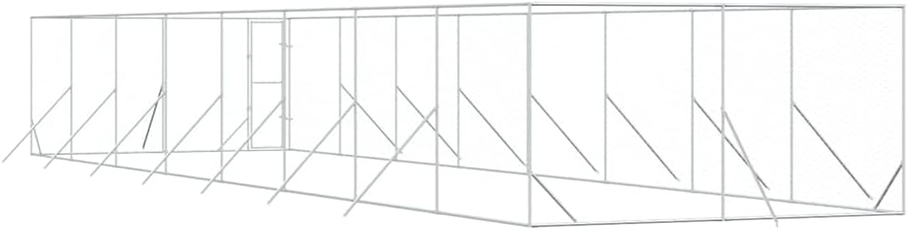 Outdoor Dog Kennel Silver 4X16X2 M Galvanised Steel Pet Shelter Large Yard image number 2