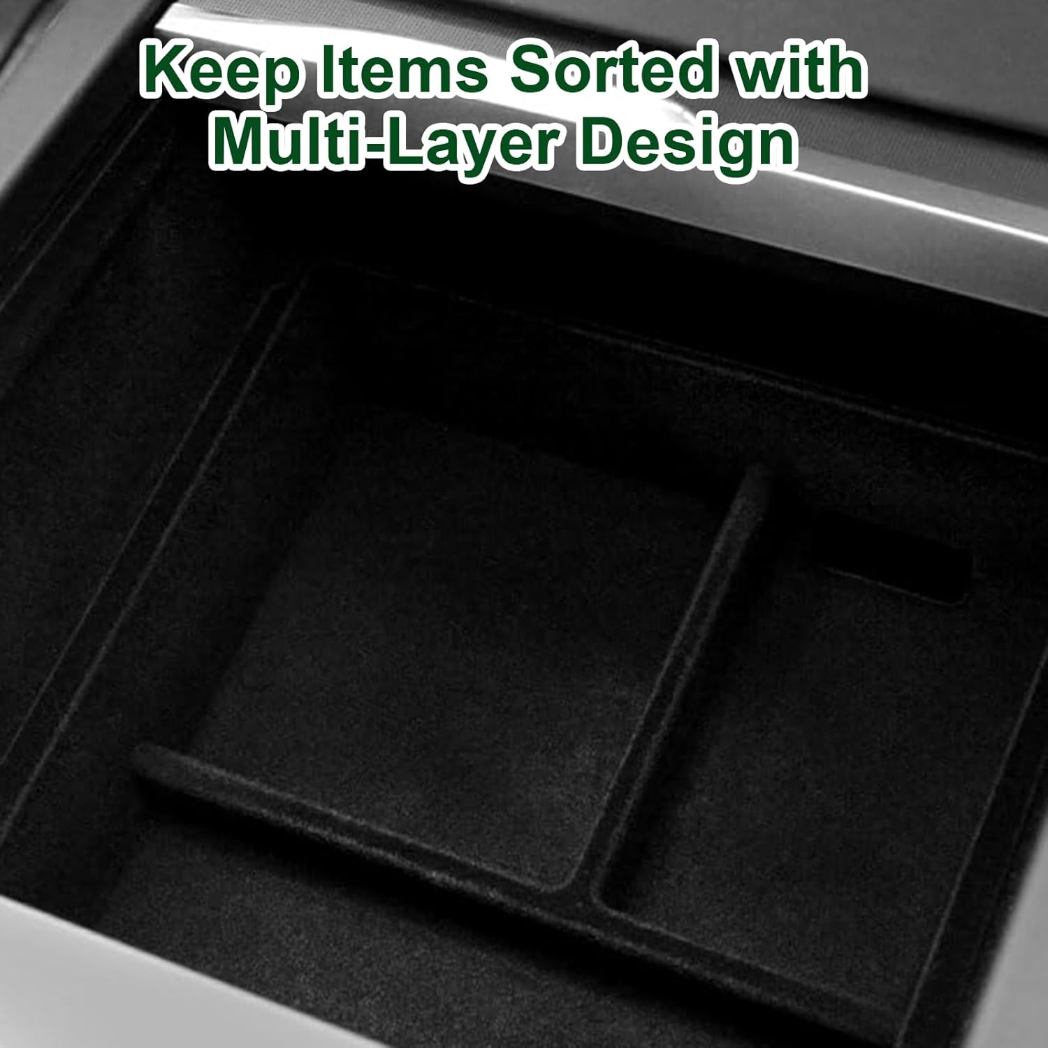 2025 Upgrade Center Console Organizer Tray for Tesla Model 3 Highland Accessories 2024/2025, Center Console Tray, Armrest Storage Box Tray, Armrest Hidden Storage Box (5Pcs Black) image number 5