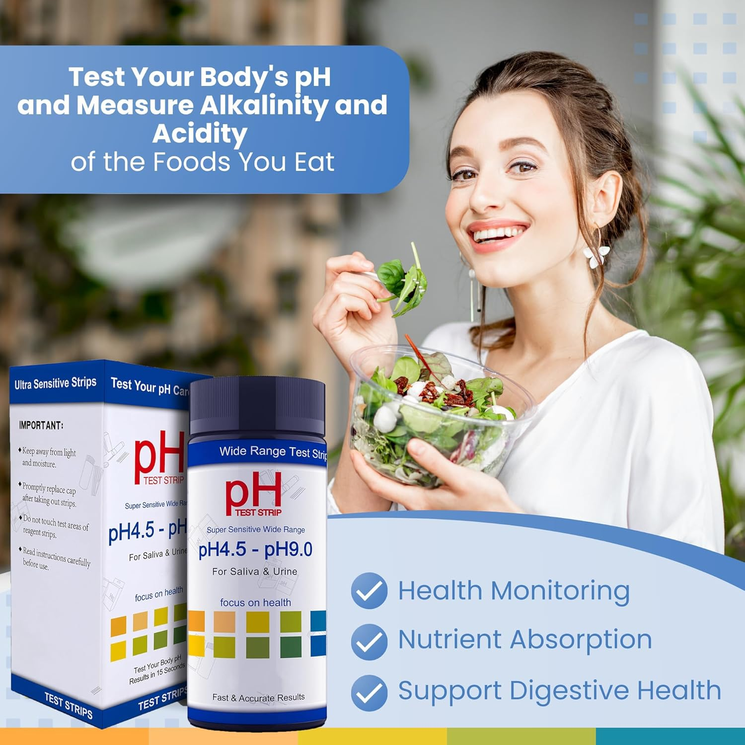 Ph Test Strips for Testing Alkaline and Acid Levels, Track & Monitor Your Ph Level Using Saliva and Urine at Home, Get Highly Accurate Results in Seconds, 4.5-9.0 Range image number 5