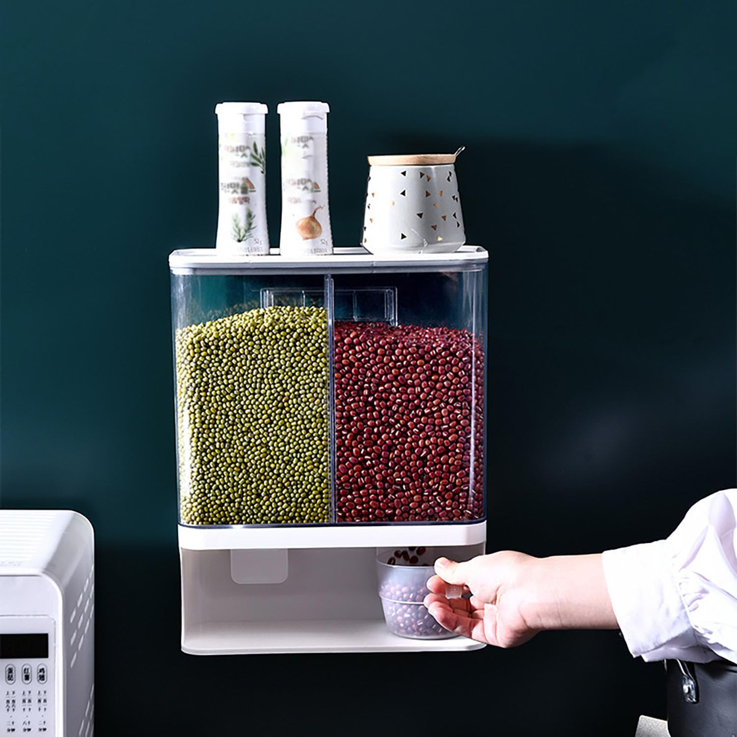 MRDLKNX Laundry Detergent Dispenser, Laundry Containers, Laundry Powder Dispenser, Laundry Scent Boosters Beads Dispenser with Cup (Double) image number 4