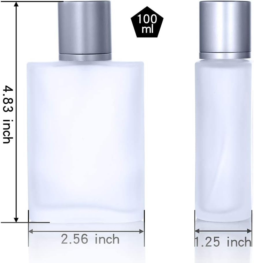 2 Pack 100Ml/3.38 Oz Empty Frosted Glass Spray Bottle Perfume Atomizer, Refillable Fine Mist Spray Empty Perfume Bottles with 4 Kinds of Perfume Dispenser (2 Pack 100Ml/3.38 Oz Frosted Bottles) image number 5