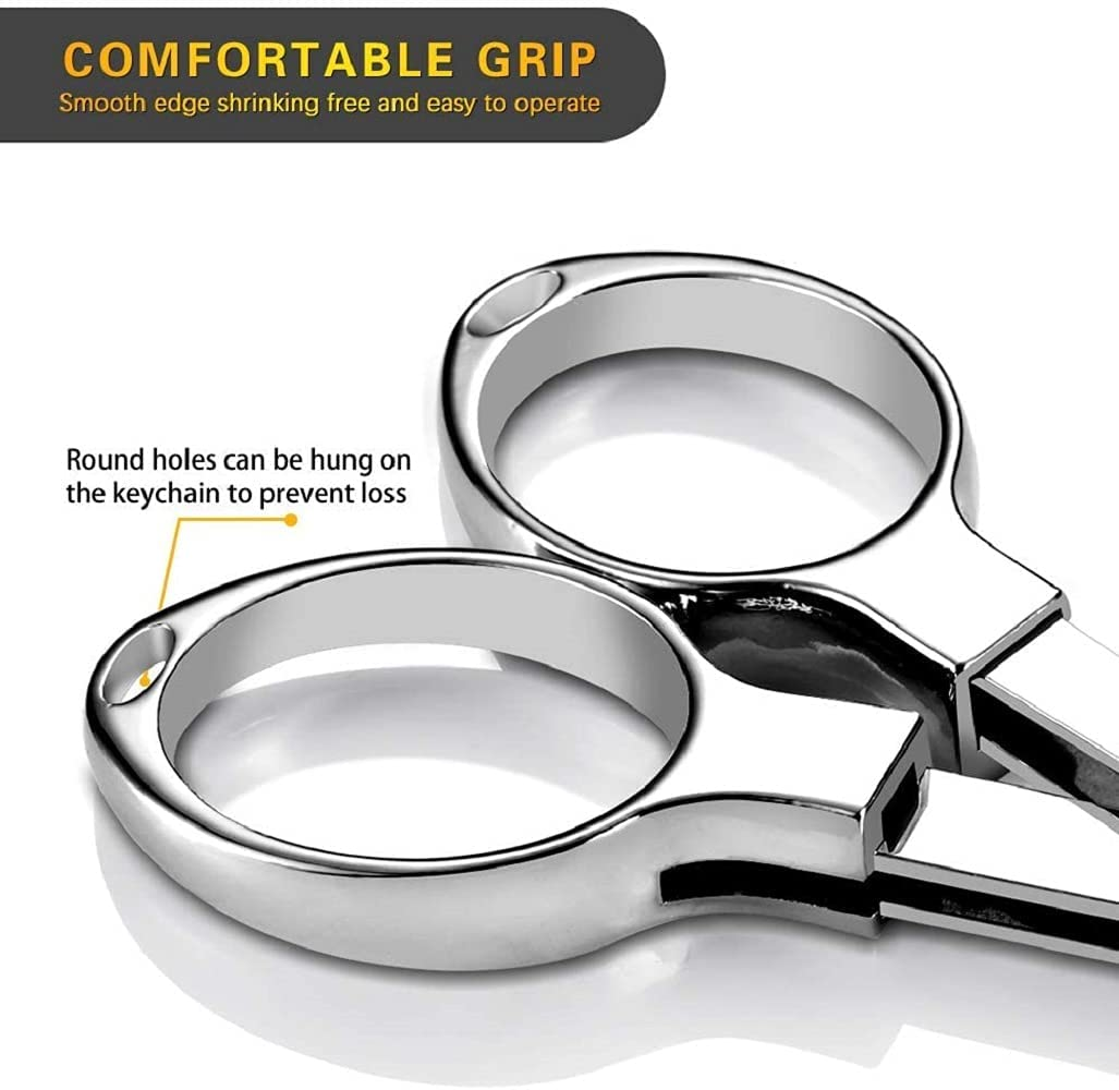 Stainless Steel Folding Retractable Safe, Portable Scissors Handmade Mini Sharp Scissors, for Travel School Office Crafts Home Camping Fishing Scissors Home Office, Safe Portable Scissors image number 2