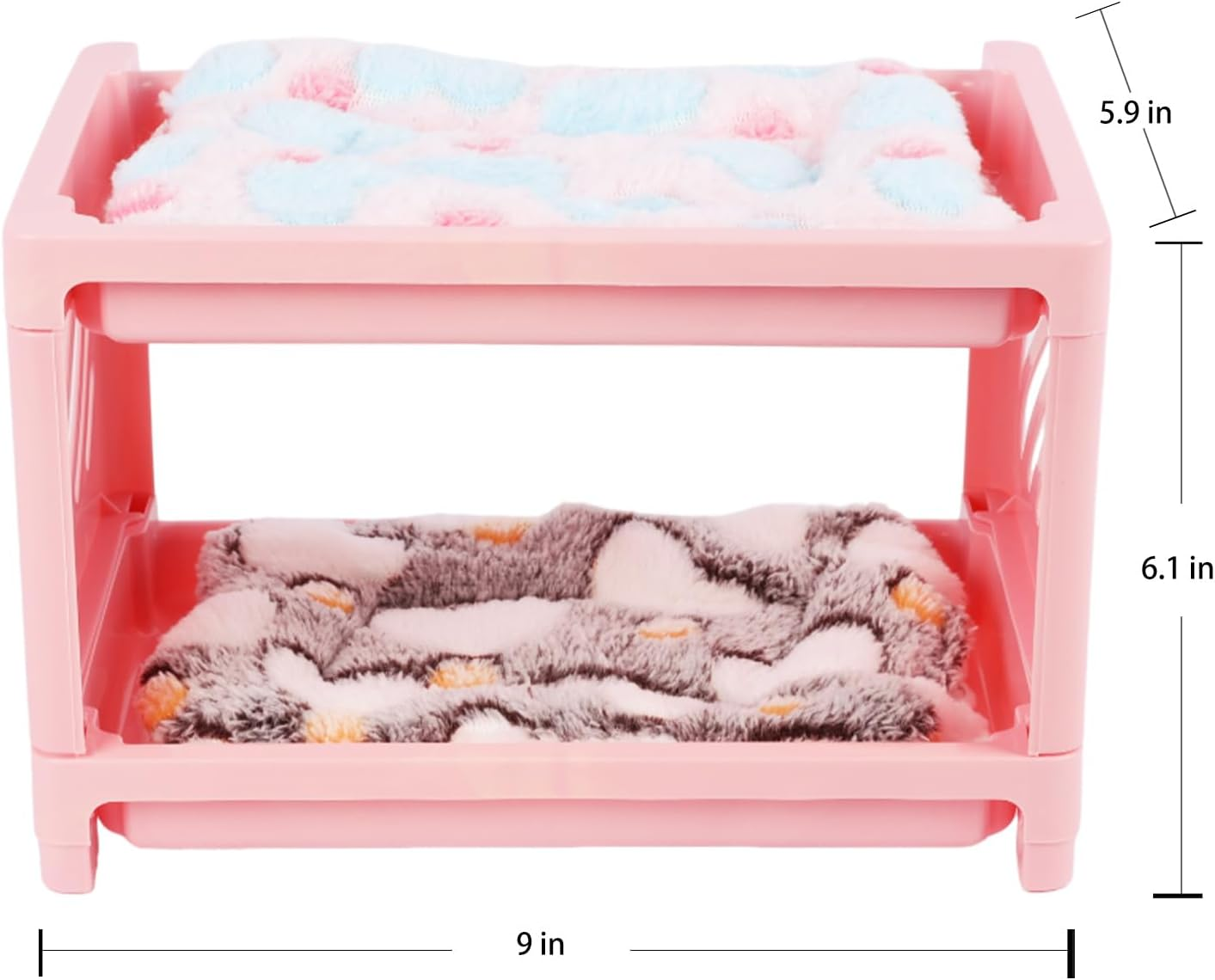 Double Layer Bed with 2 Blankets, 9" Plastic Guinea Pig Hideout, Cage, Small Animal, Corner Hide, Guinea Pig Accessories