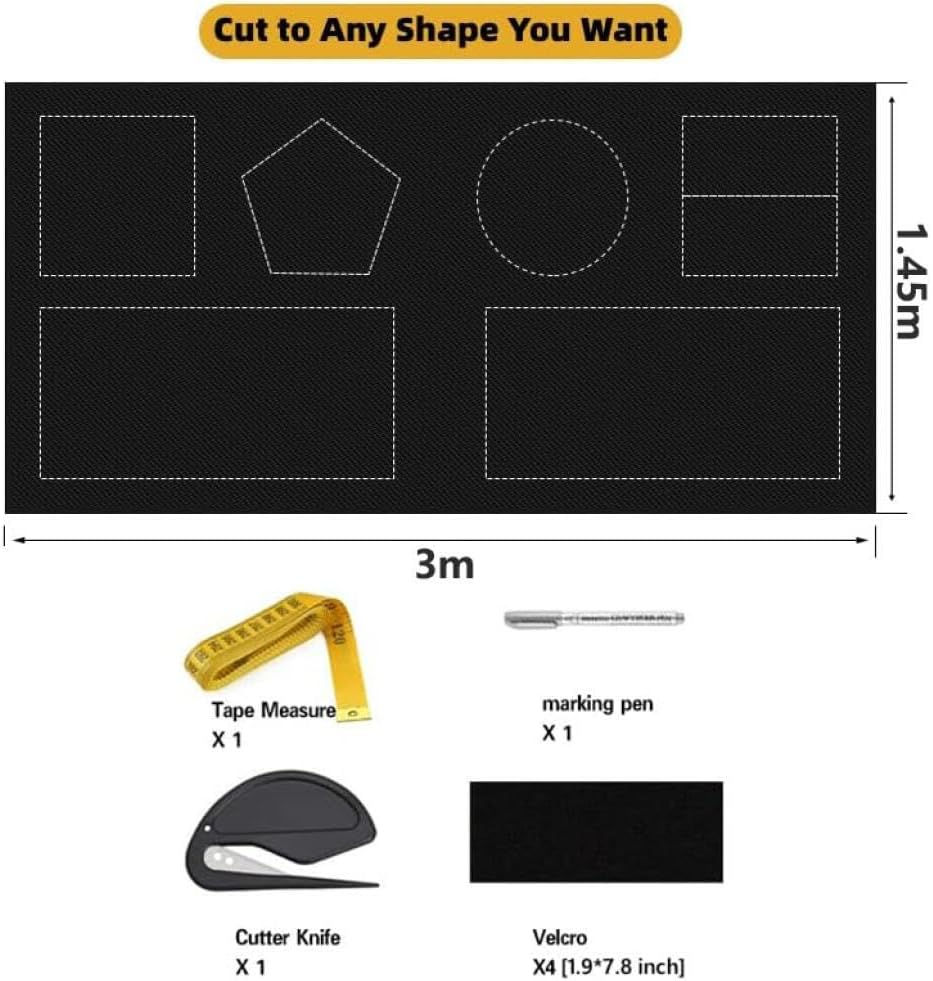 Dolemay Portable Blackout Shades Blackout Blinds Curtains for Windows,100% Black Out Curtains with Hook and Loop Tapes,Window Film Window Cover for Bedroom,Baby Room,Tv Room,Cars (3 X 1.45M) image number 3