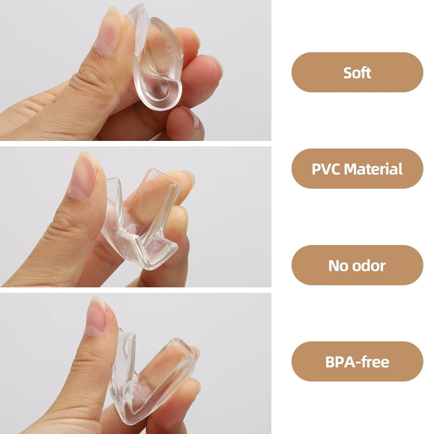 Clear Baby Proofing Corner Protectors - Invisible T, round & L Shape Edge Guards for Table and Furniture, Child Safety Kit to Cover Sharp Corners (30-Pack) image number 6