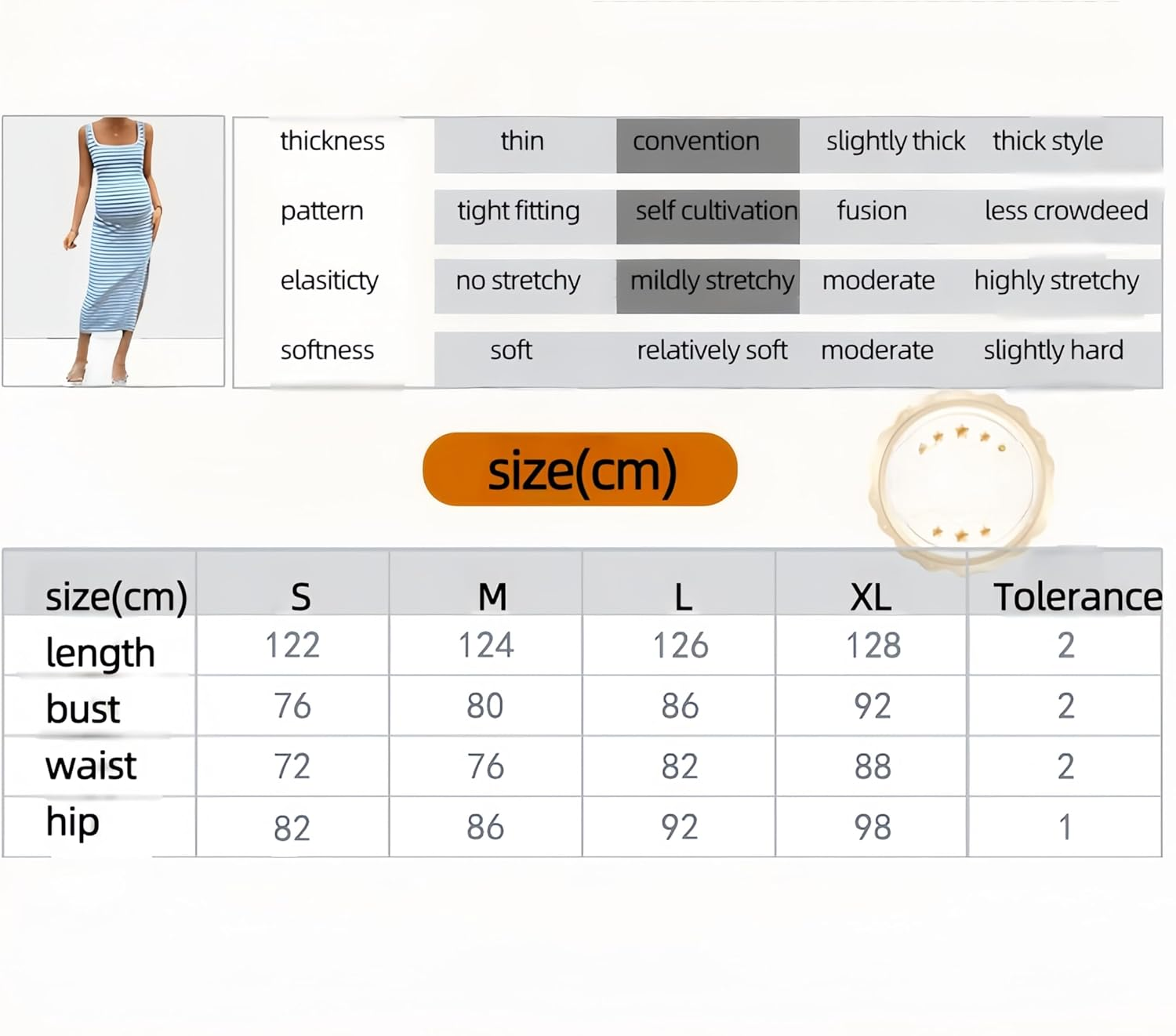 Elasticity,Striped Maternity Dress for Pregnant Women - Comfortable Stylish Dress for Women image number 4