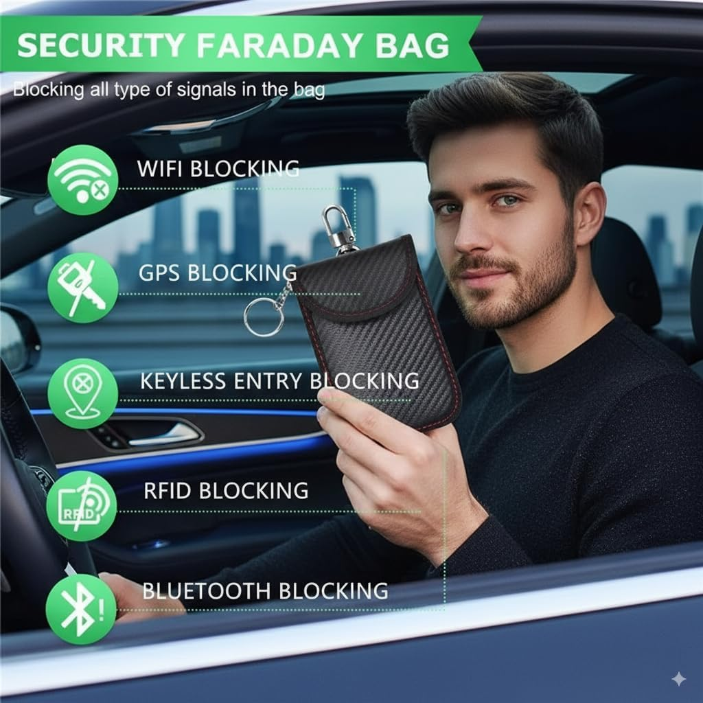 Faraday Bags for Phone & Car Key, Signal Blocking Pouch RFID Wifi GPS Shield, Privacy Protection Sleeve, Anti-Tracking Travel Case (Faraday Bag for Car Key and Phone) image number 3