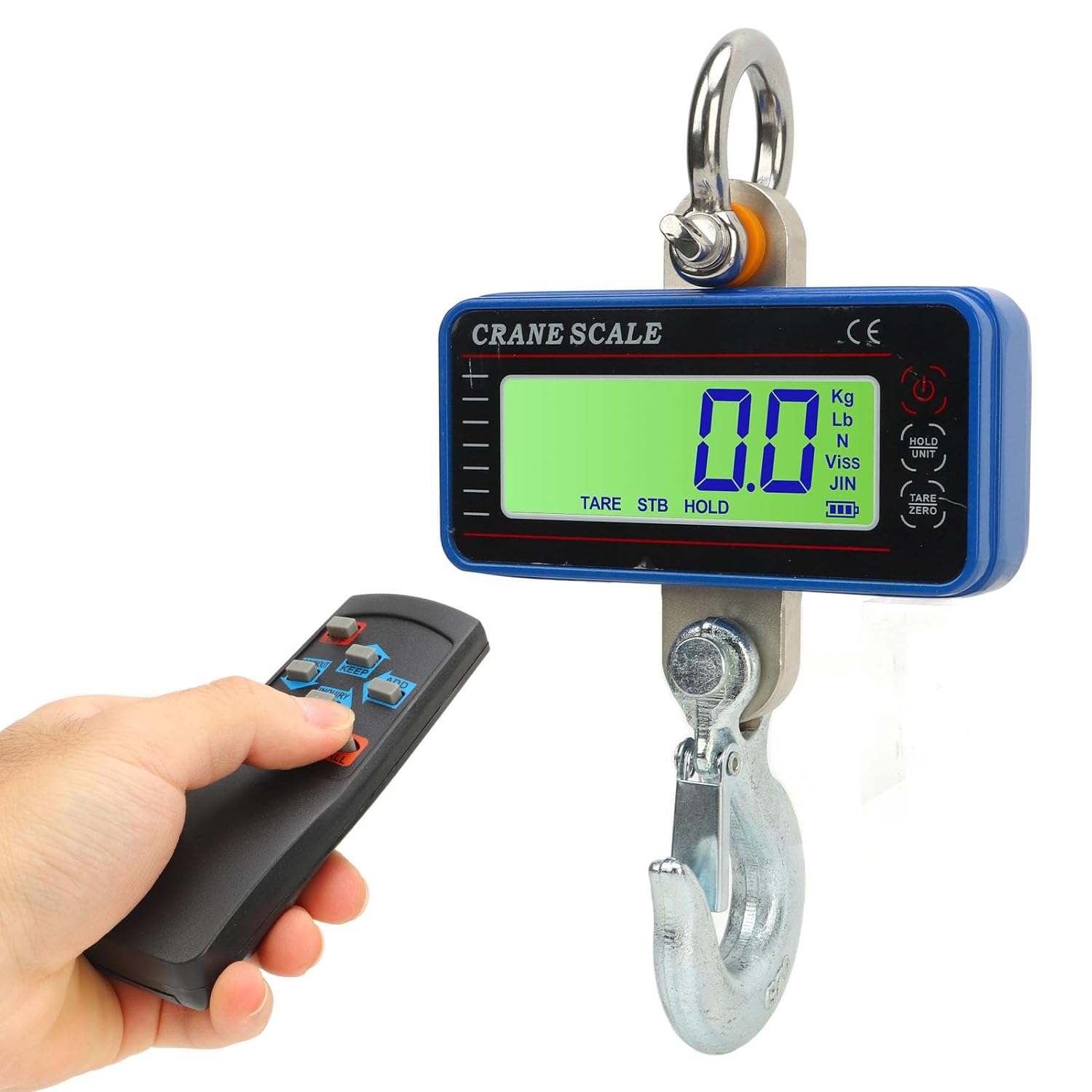Electronic Crane Scale 1500Kg, High Accuracy Sensor LED Screen Portable Wireless Hanging Hook Scale for Factory Warehouse Dock Blue image number 6