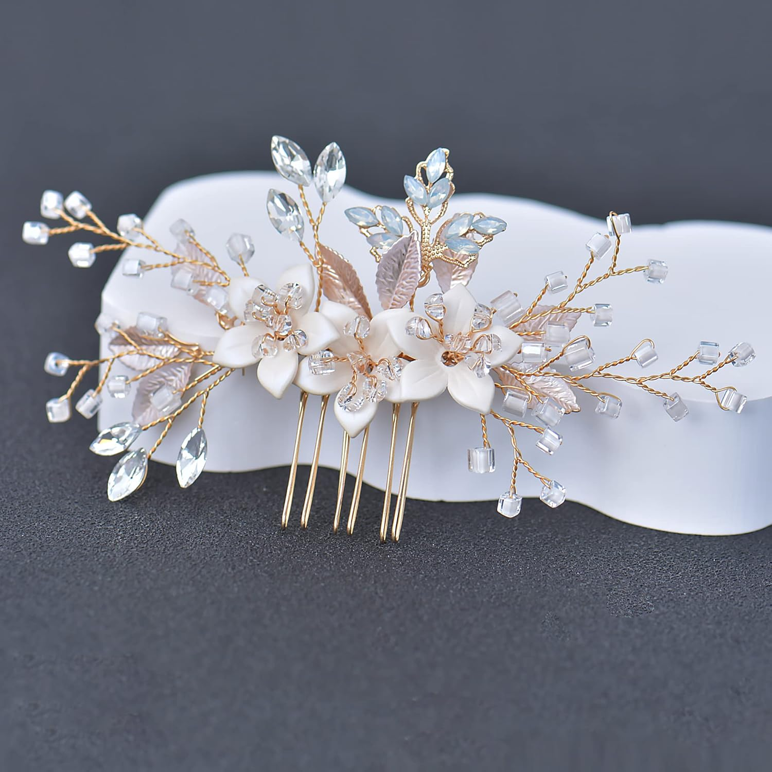 Gold Hair Comb Clip Bridal Crystal Hair Accessories for Brides, Bridesmaid, Prom, Party, Bridal Hair Piece (Comb)