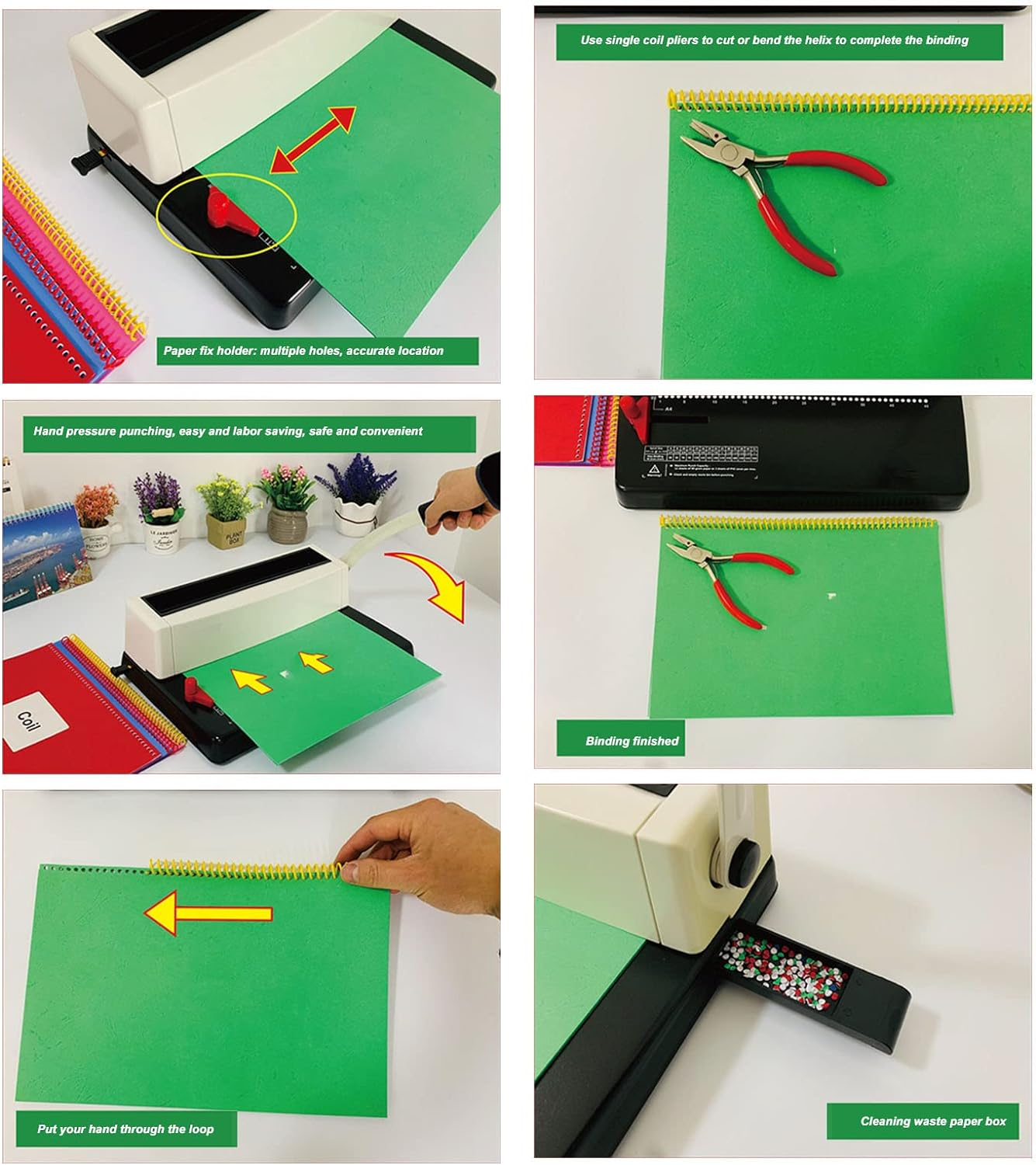 Coil Spiral Binding Machine, Humanized Handle, 12 Sheet Punch Capacity, Adjustable Margin A4 A5 Letter Size Suitable for Letter Size, A4, A5 image number 2