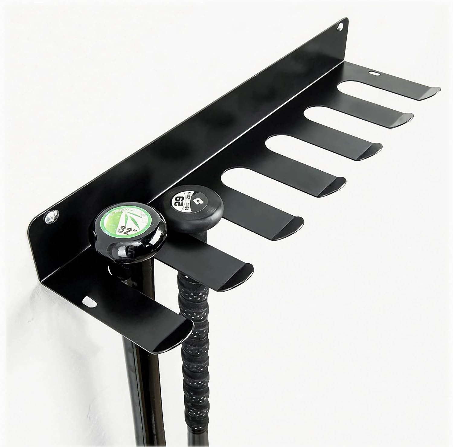 Heavy Duty Metal Baseball Bat Rack,Baseball Softball Bat Hanger Display Shelf with 2 Hanging Buckles, Hold 12 Baseball/Softball Bats, Multi-Purpose Wall Mount Sports Equipment Organizer Holder image number 2