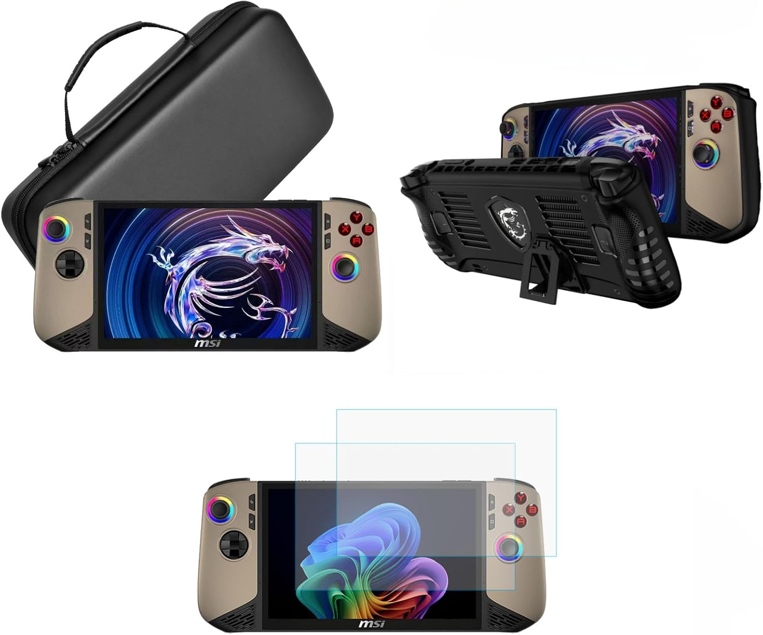 Pidynx Handheld Storage Bag + Protective Case + 8&rdquo; Frosted Film for MSI Claw8 Handheld EVA Leather Anti-Glare Film Anti-Blue Light Film image number 1