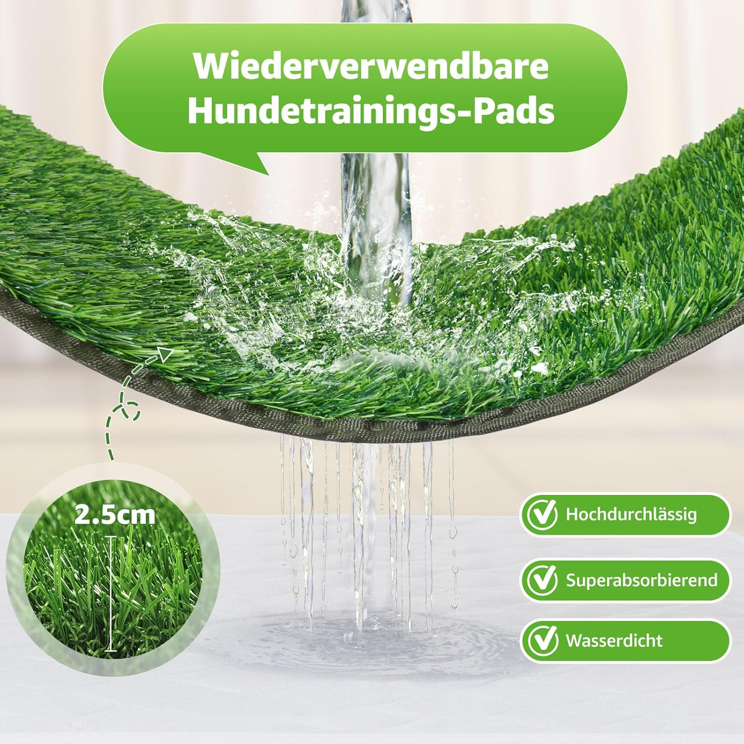 Reusable Dog Toilet, High Permeability Dog Toilet Artificial Grass with Washable Puppy Mat, Puppy Toilet for Home, Apartment image number 2