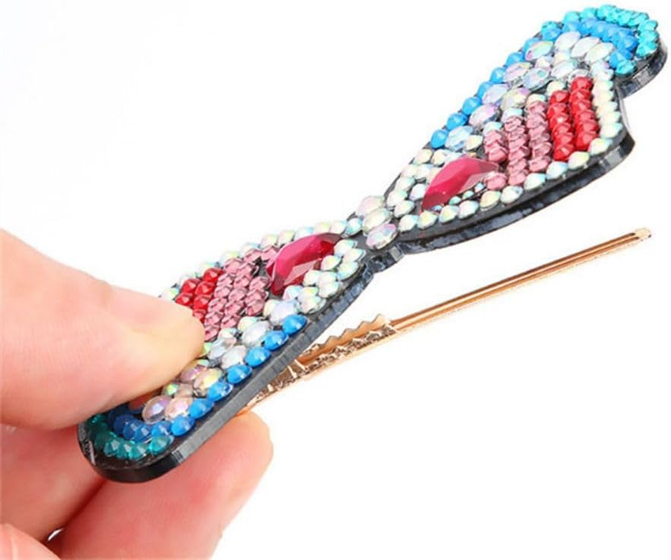 3Pcs Diamond Painting Hair Clips, 5D Bowknot Bobby Pins Girls Diy Diamond Hair Clip Butterfly Hairpin Elegant Barrettes Gift for Girls Daughter Best Friend or Mather 8.5 * 3.5Cm (J) image number 1