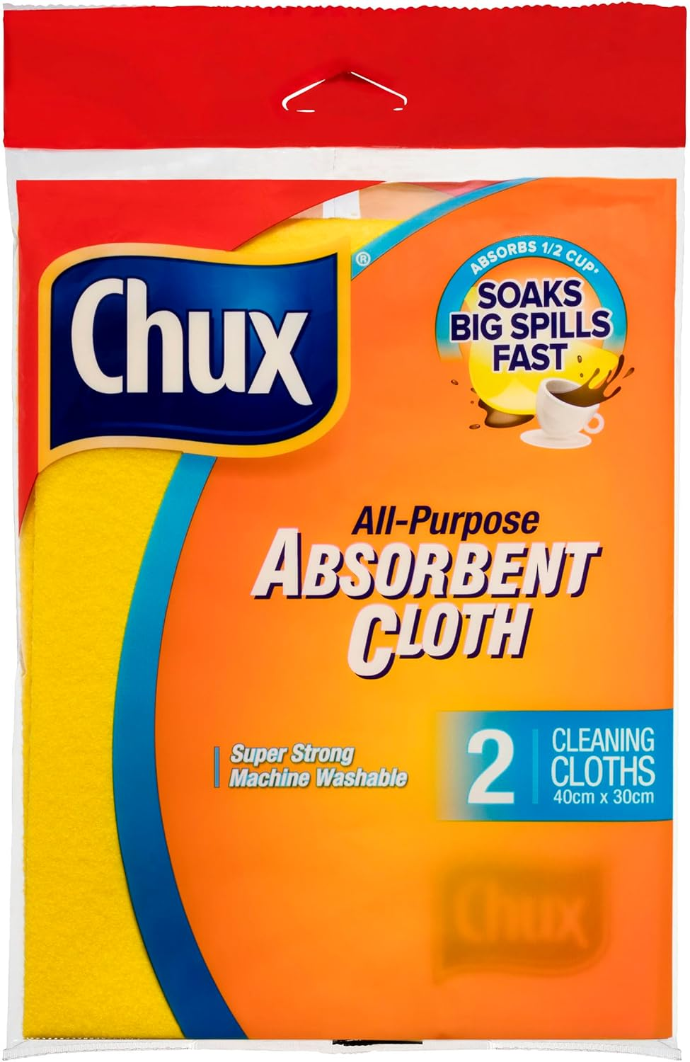 Chux All Purpose Absorbent Cloth, Reusable, Strong, and Machine Washable, 2 Count (Pack of 2) image number 1