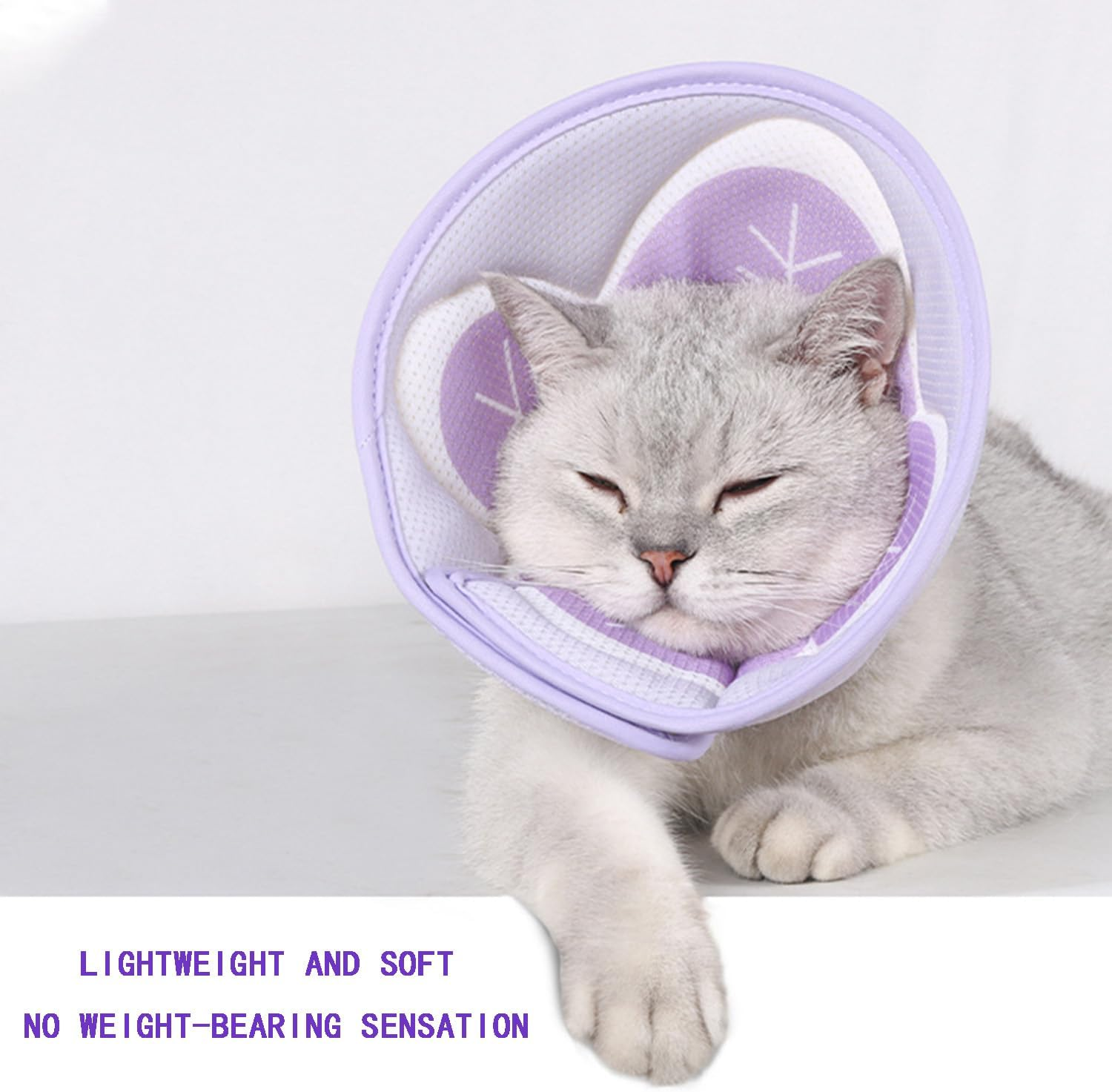 Cat Cone Collar to Stop Licking, Adjustable Elizabethan Collars, Soft Pet Recovery Collar for Kitten, Breathable Mesh Cat Cone after Surgery, Cat E Collar Prevent from Scratching Wounds(M) image number 3