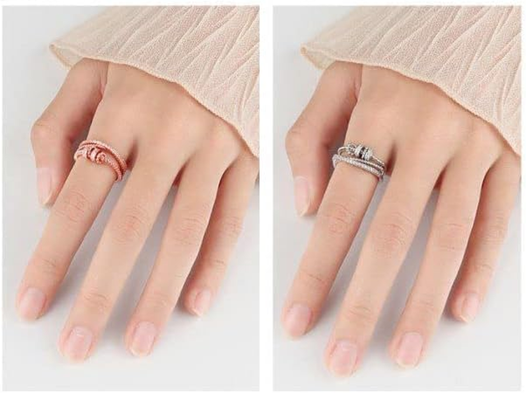 To My Daughter - Fidget Ring, 925 Sterling Silver Anxiety Ring Fidget Ring Women Spinner Rings, Women Spinner Rings for Anxiety (Copper)
