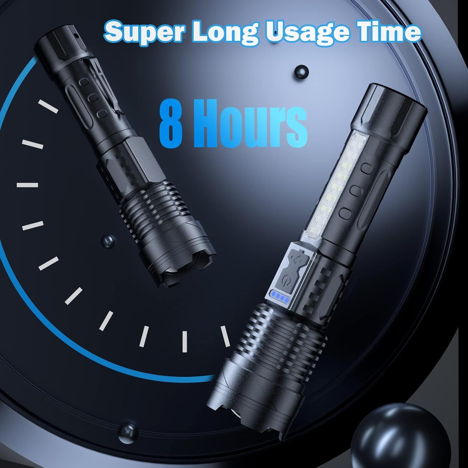 LED Torch Rechargeable 20000 Lumens Super Bright Adjustable Focus Flashlight, 7 Light Modes IPX6 Waterproof Powerful Handheld Flash Light for Power Cuts, Emergency, Camping, Hiking, Outdoor image number 3