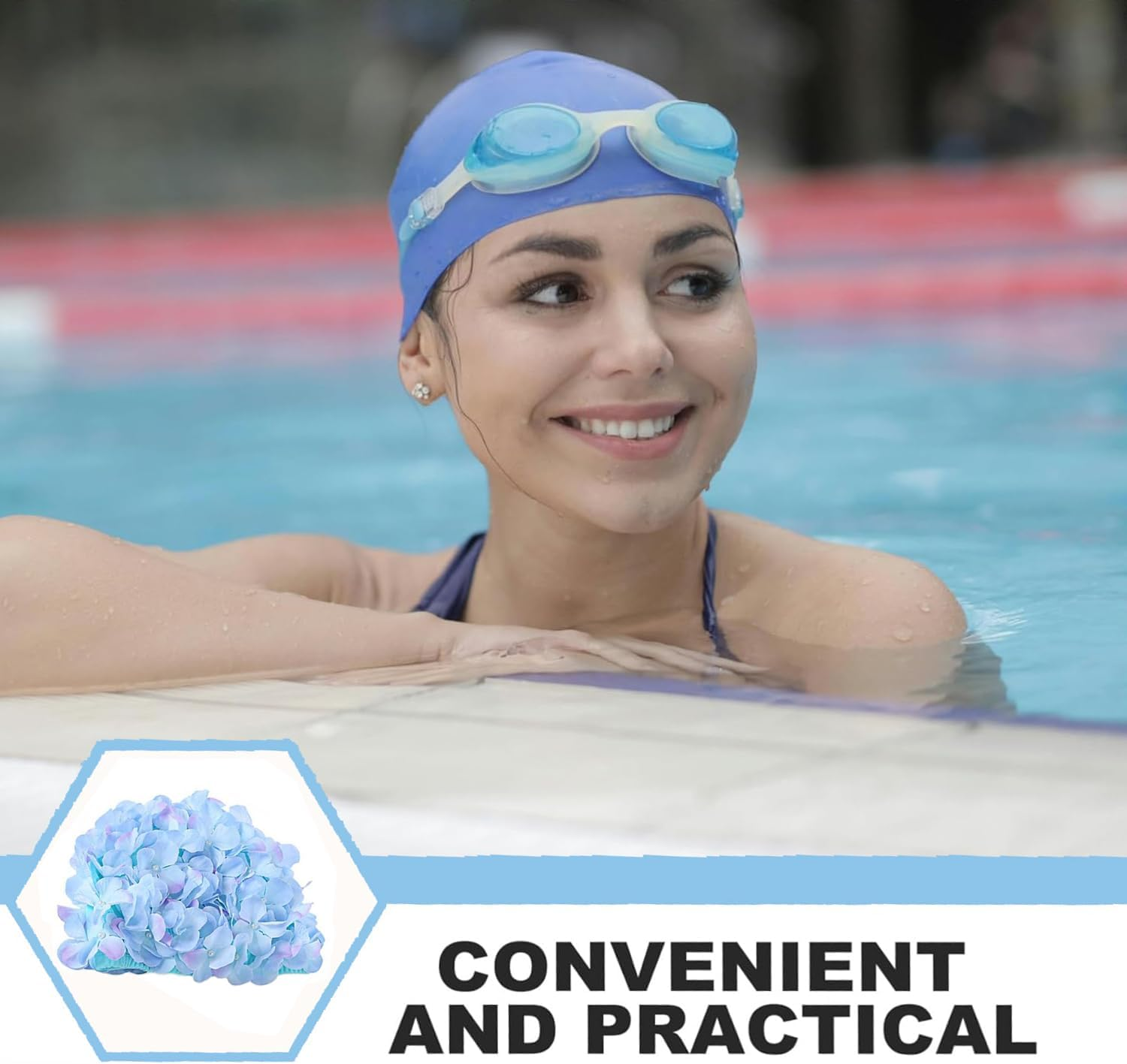 Vintage Swim Cap Floral Petal Retro Style Bathing Caps for Women Breathable Floral Swimming Hat Stylish Ear Protector for Girls Fashion Swim Cap for Swimming & Bathing Petal Design image number 5