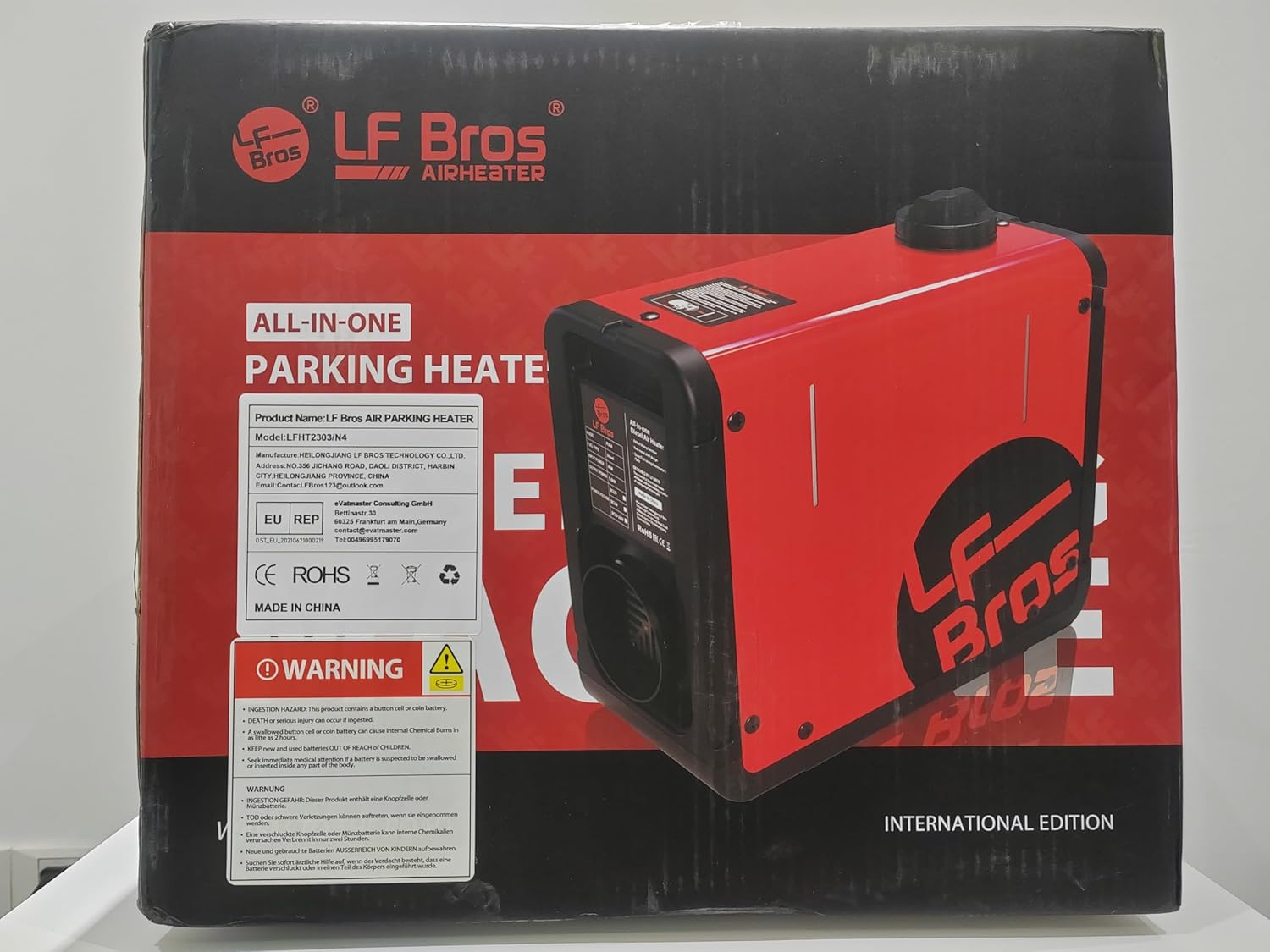 LF Bros 220V/12/24V 5KW Diesel Heater, All-In-One Air Diesel Parking Space Heater with Stylish Design for Small Space, Come with Remote Control and LCD Screen, Suitable for Home Shop Garage Camper