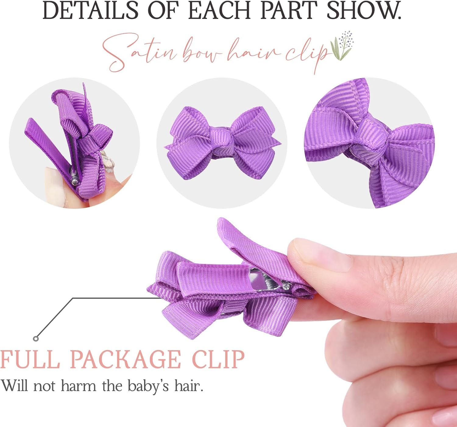 20Pairs 2.75'' Baby Girls Hair Bows Grosgrain Boutique Bow Clips for Teens Toddlers Kids Children Infants in Pair - 80Pcs image number 6