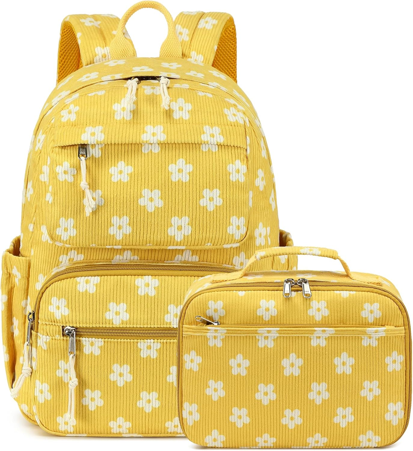 Bluboon Backpack for Girls Kids Preschool Backpack with Lunch Box Kindergarten Bookbag Toddler School Bags Set, Yellow Floral 95, School image number 3